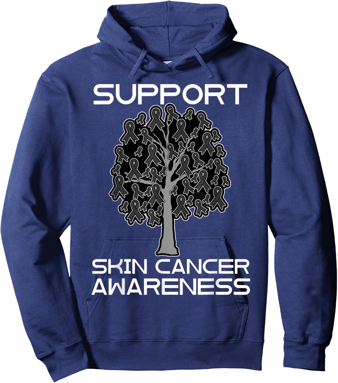 Skin Cancer Awareness Melanoma Black Ribbon Dermatologists Hoodie - Hoodie | Navy