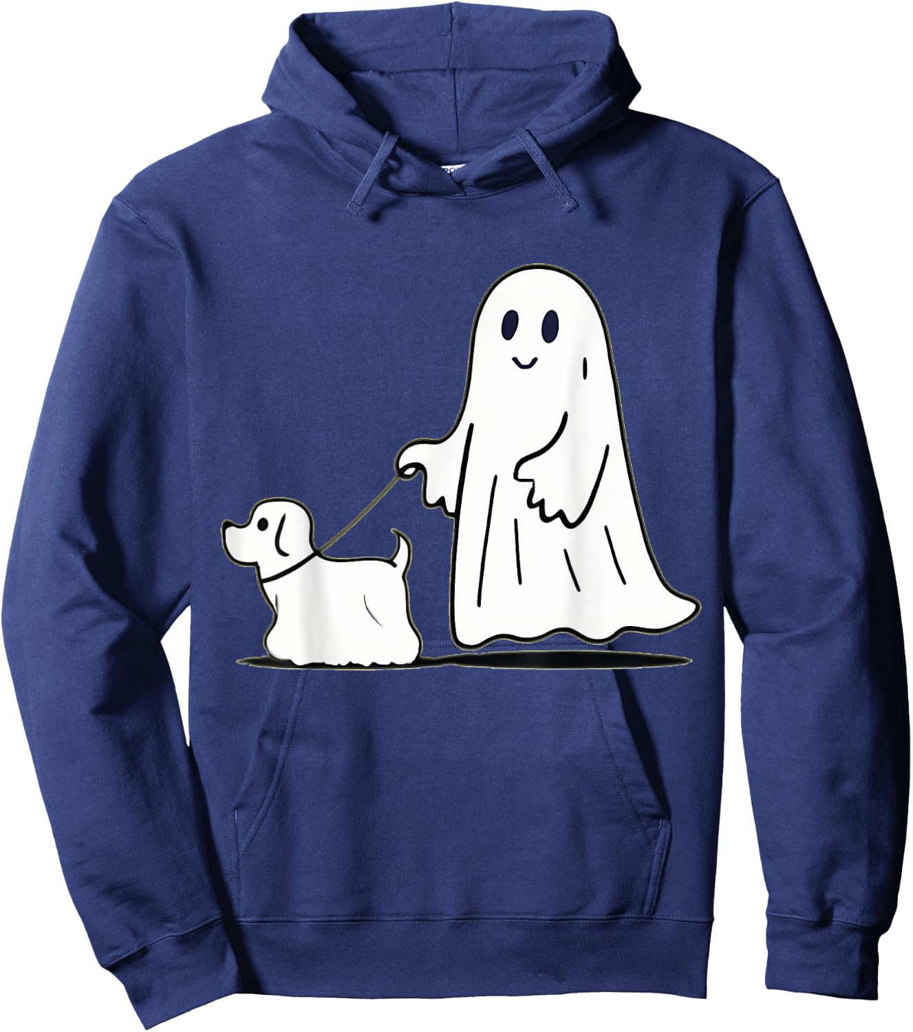 Ghost Walking Dog Ghostie Funny Halloween Dog Lover Hoodie - Hoodie | Navy