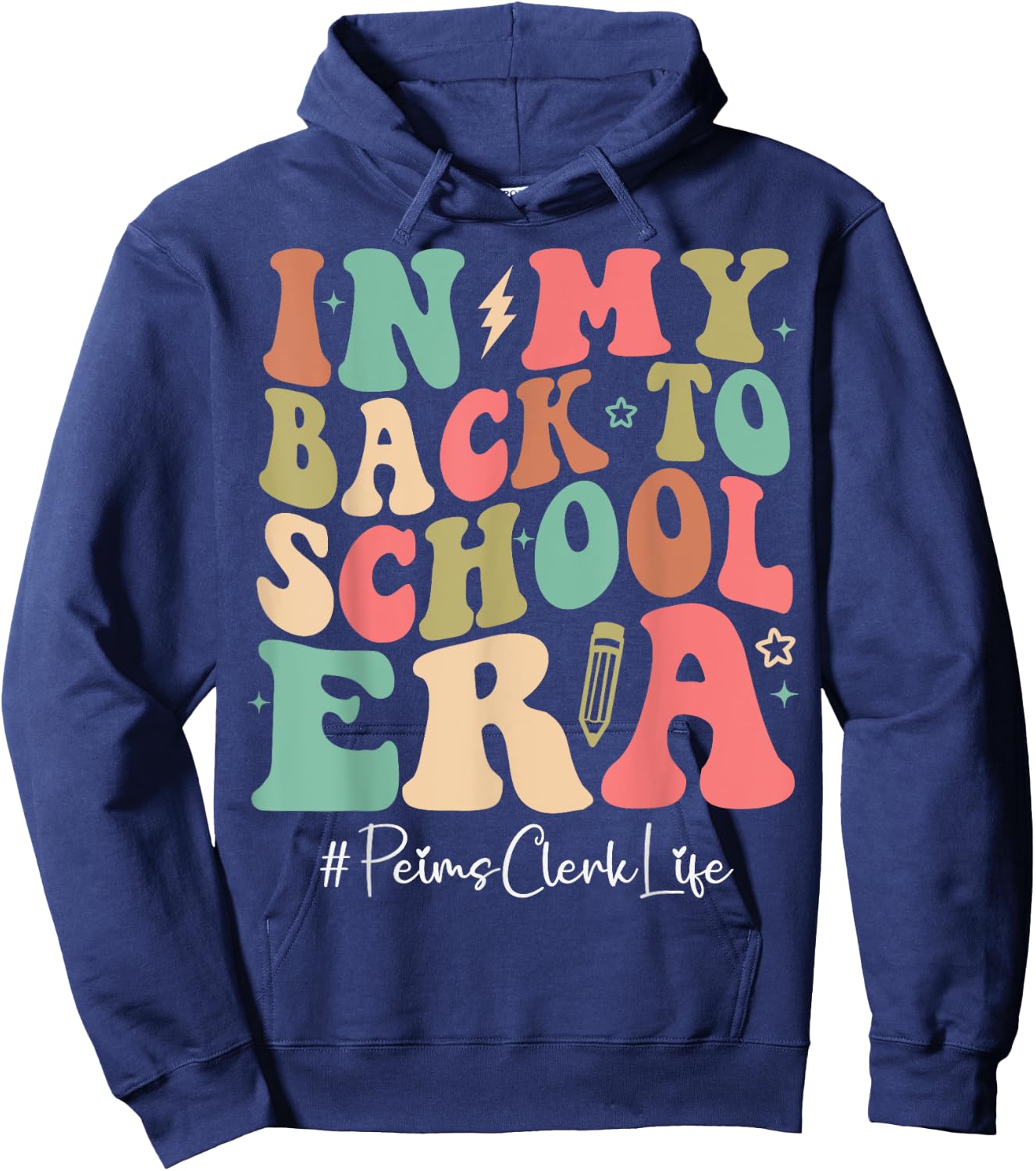 Peims Clerk in My Back to School Era Women Groovy Hoodie - Hoodie | Navy