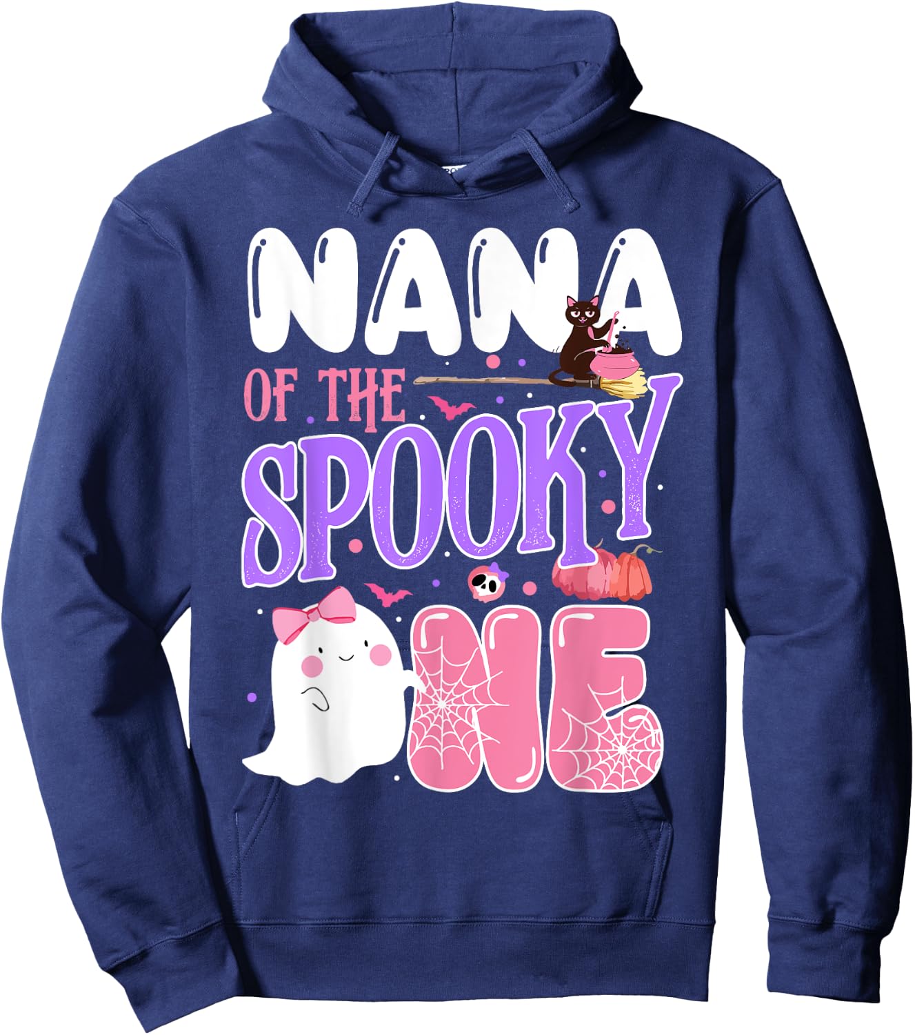 Nana Of The Spooky One 1st Birthday Halloween Pink Ghost Hoodie - Hoodie | Navy