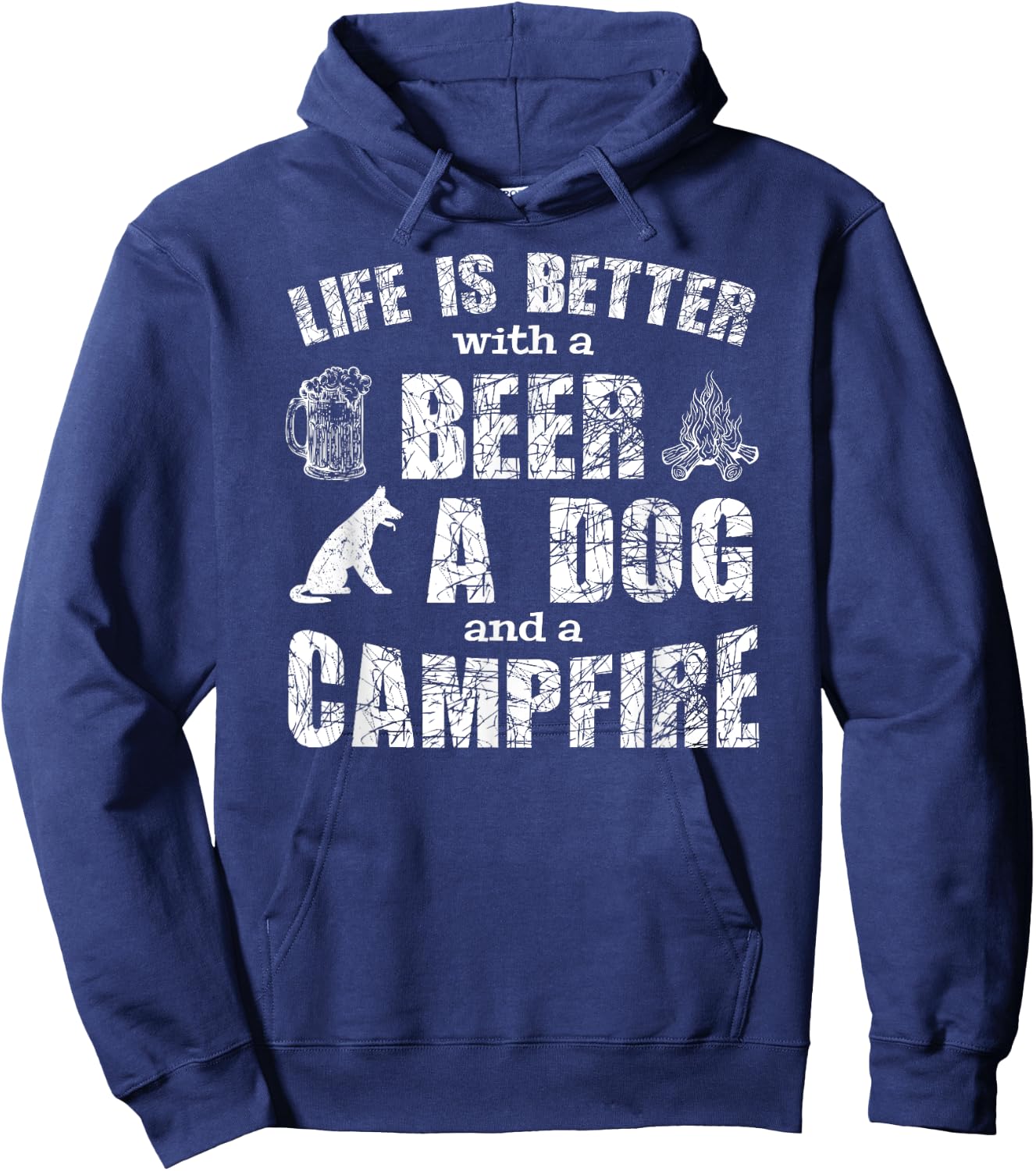 Life is better with a beer a dog and a campfire camping gift Men Women Hoodie - Hoodie | Navy