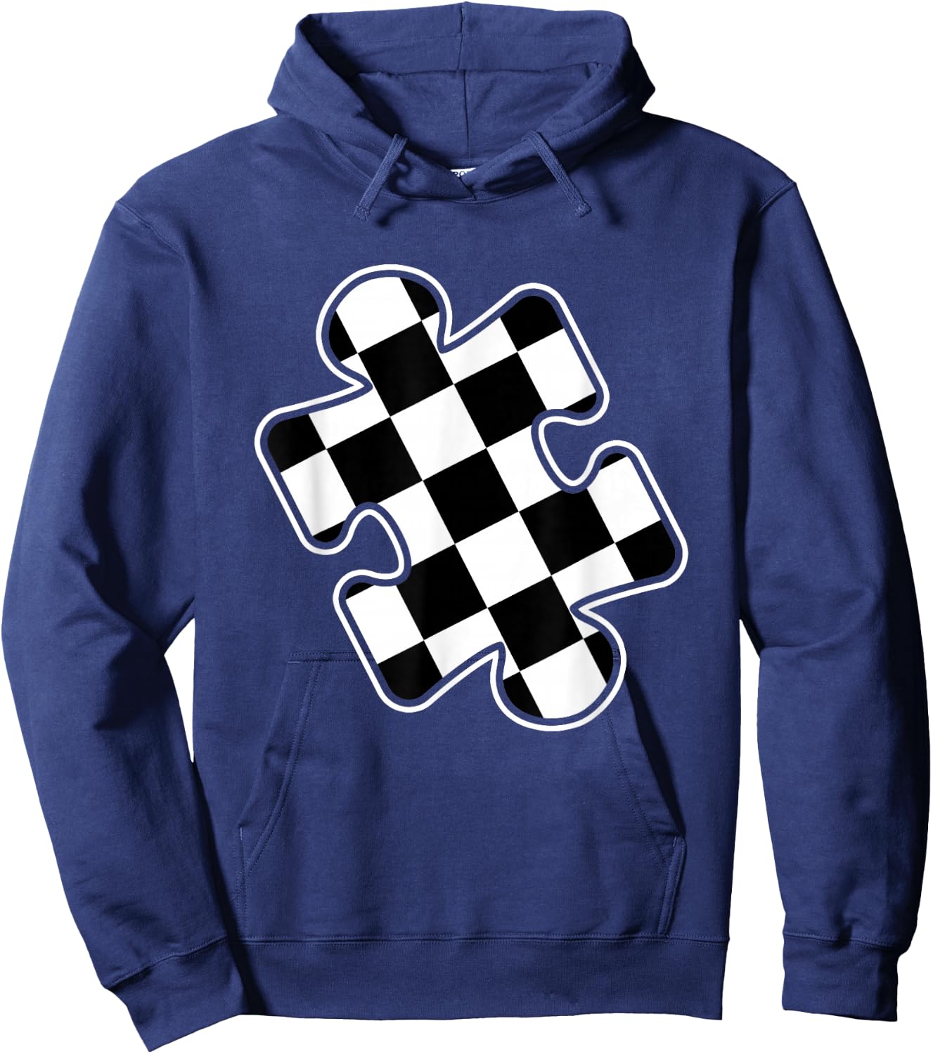 Autism Awareness Checkered Puzzle Piece Race Car Gamer Boys Hoodie - Hoodie | Navy