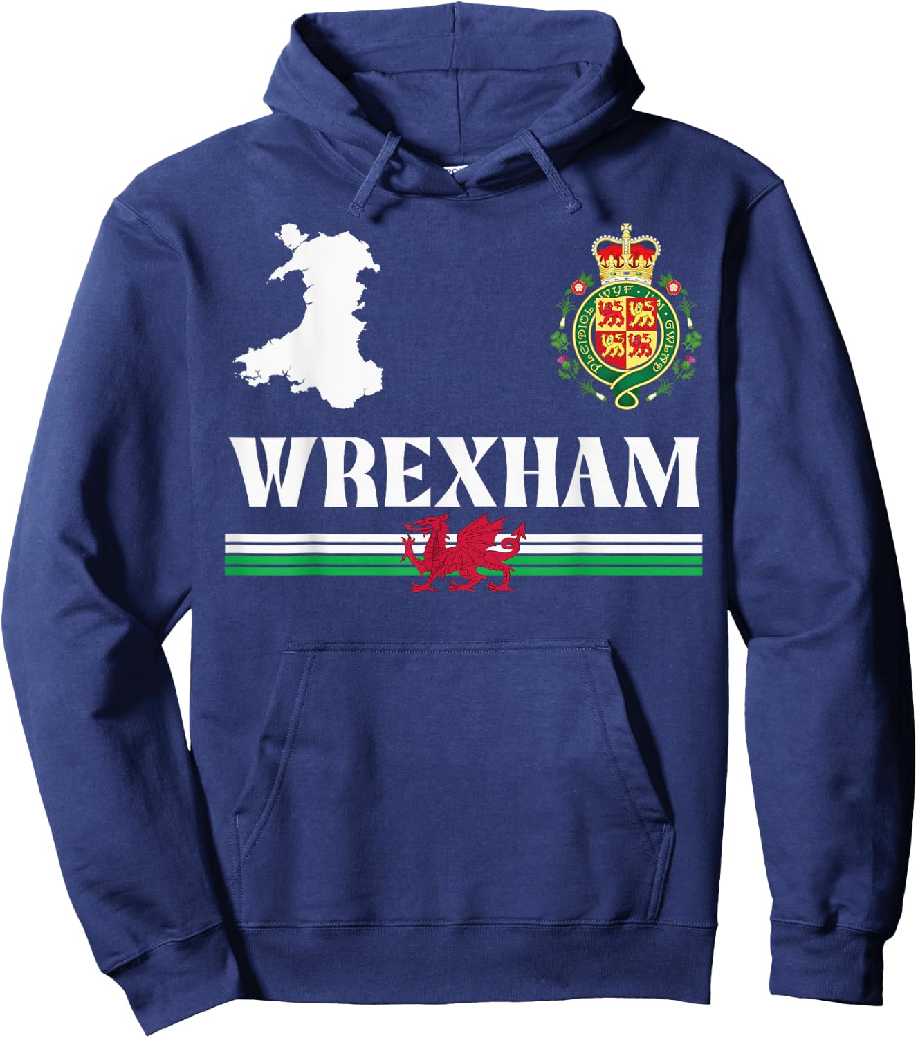 Wrexham Wales Emblem, Wrexham Wales, Wrexham Hoodie - Hoodie | Navy