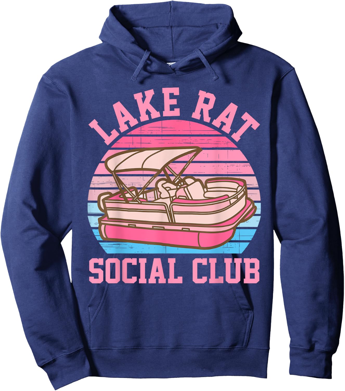 Lake Rat Social Club Boat Vintage Design Hoodie - Hoodie | Navy