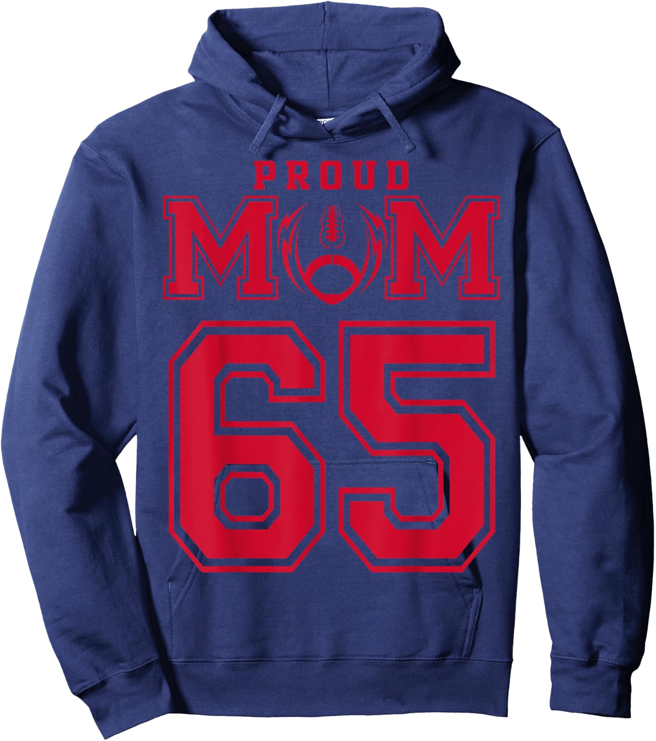 Custom Proud Football Mom Number 65 R Personalized Hoodie - Hoodie | Navy