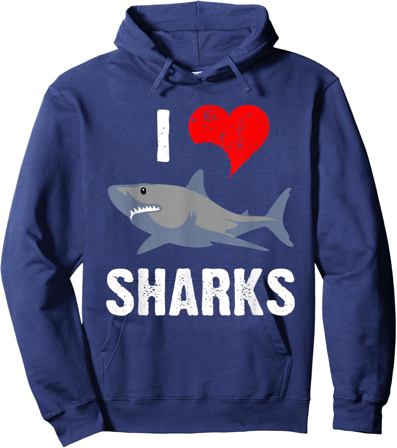 I Love Sharks Shark Lover Marine Biology Heart Bitemark Hoodie - Hoodie | Navy