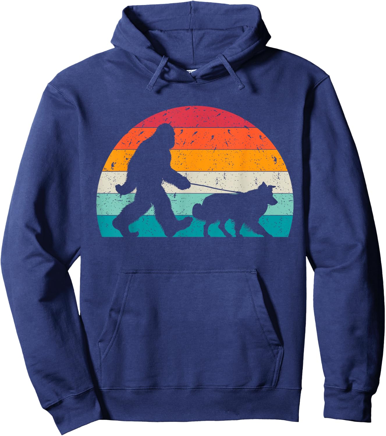 Bigfoot Walking a Dog Funny Border Collie Lovers Dog Dad Hoodie - Hoodie | Navy