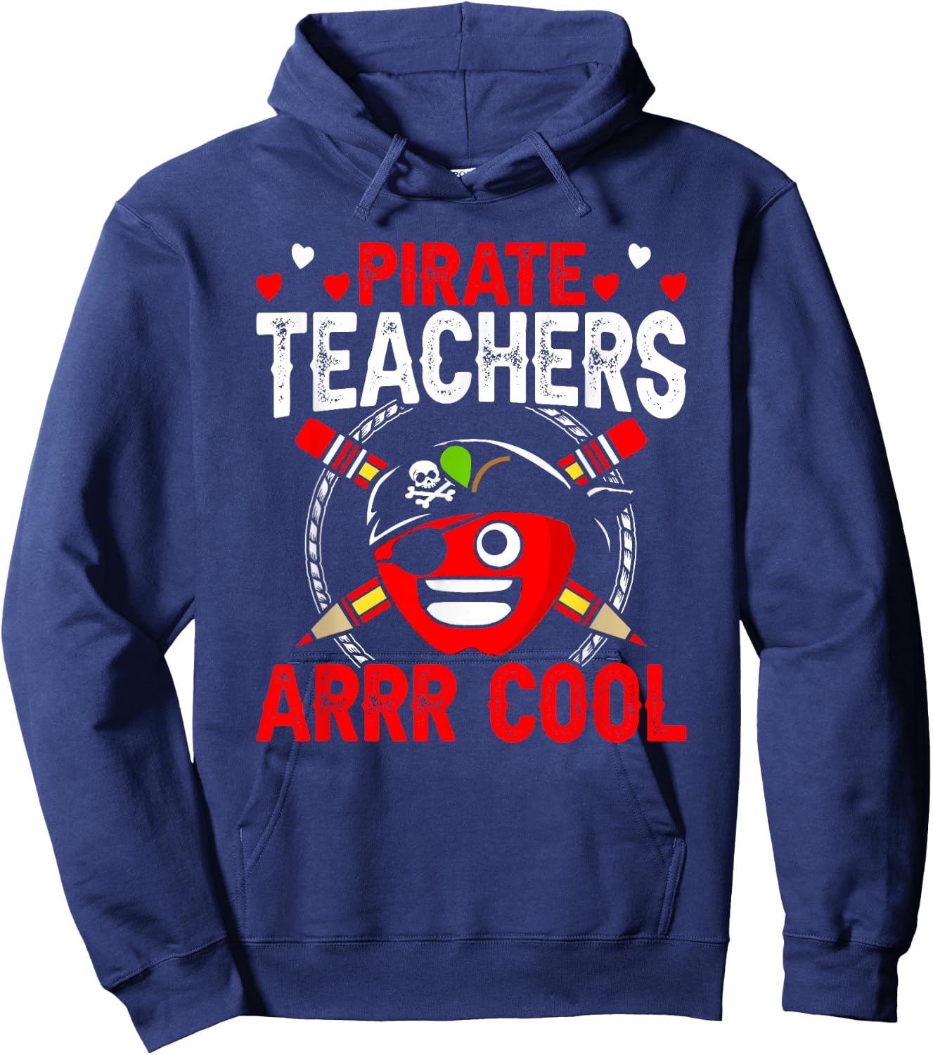 Pirate Teachers Arrr Cool Fun Teacher Pirate Apple Gift Women Hoodie - Hoodie | Navy