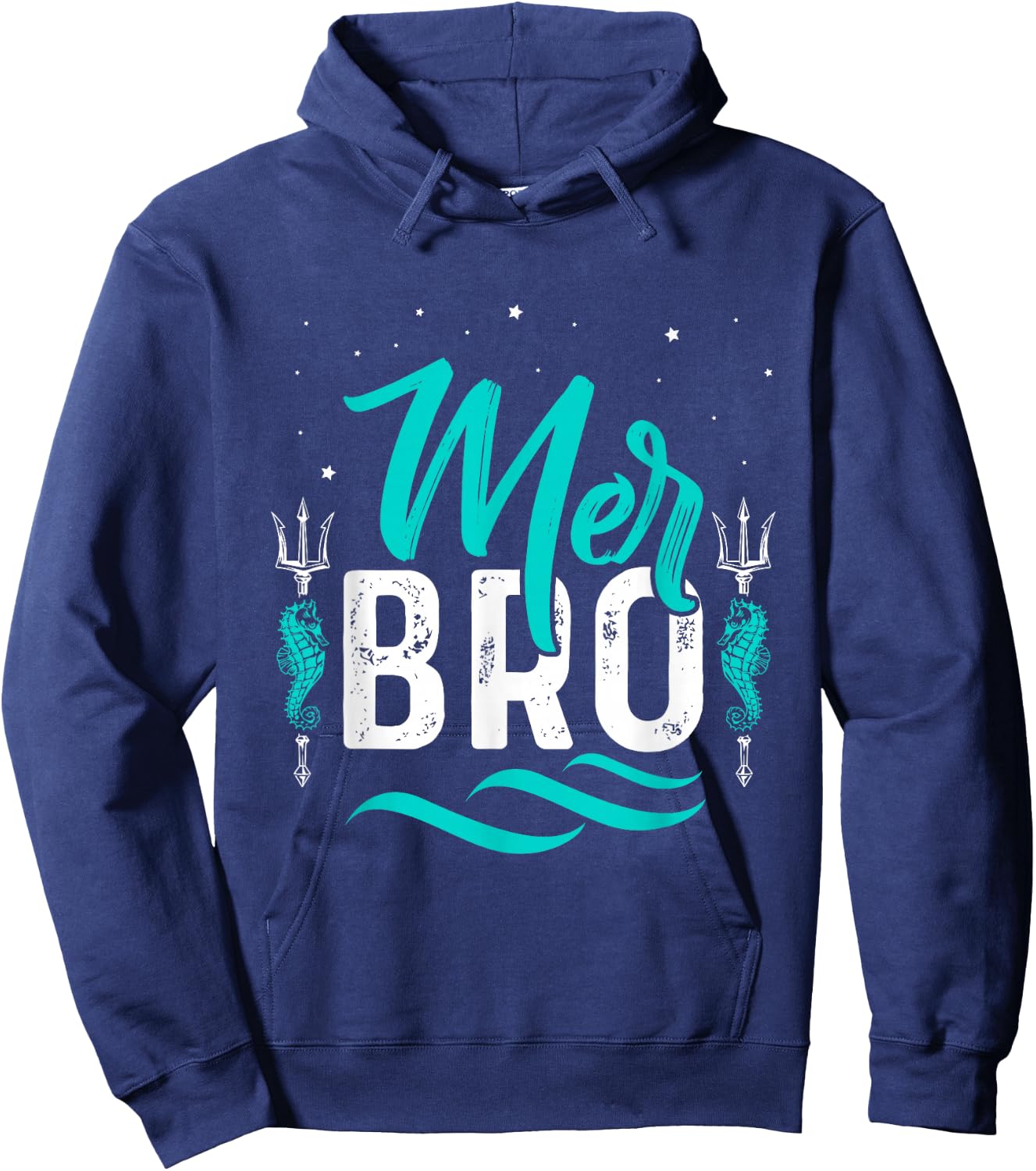 Merbro Brother of a Mermaid Boy and Toddlers Kids Merman Hoodie - Hoodie | Navy