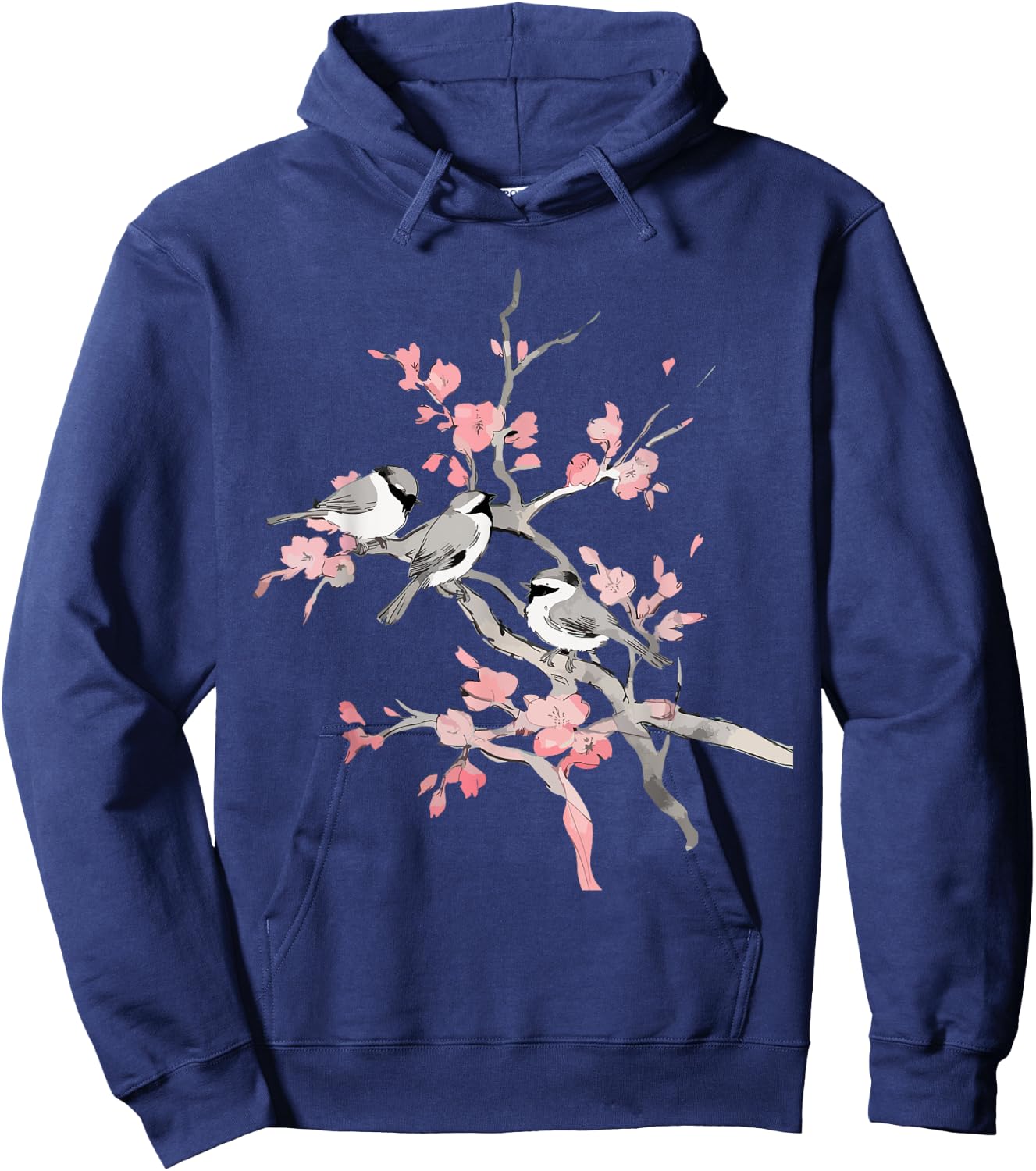 Cherry Blossoms & Birds Birdwatching Bird Lover Cute Hoodie - Hoodie | Navy