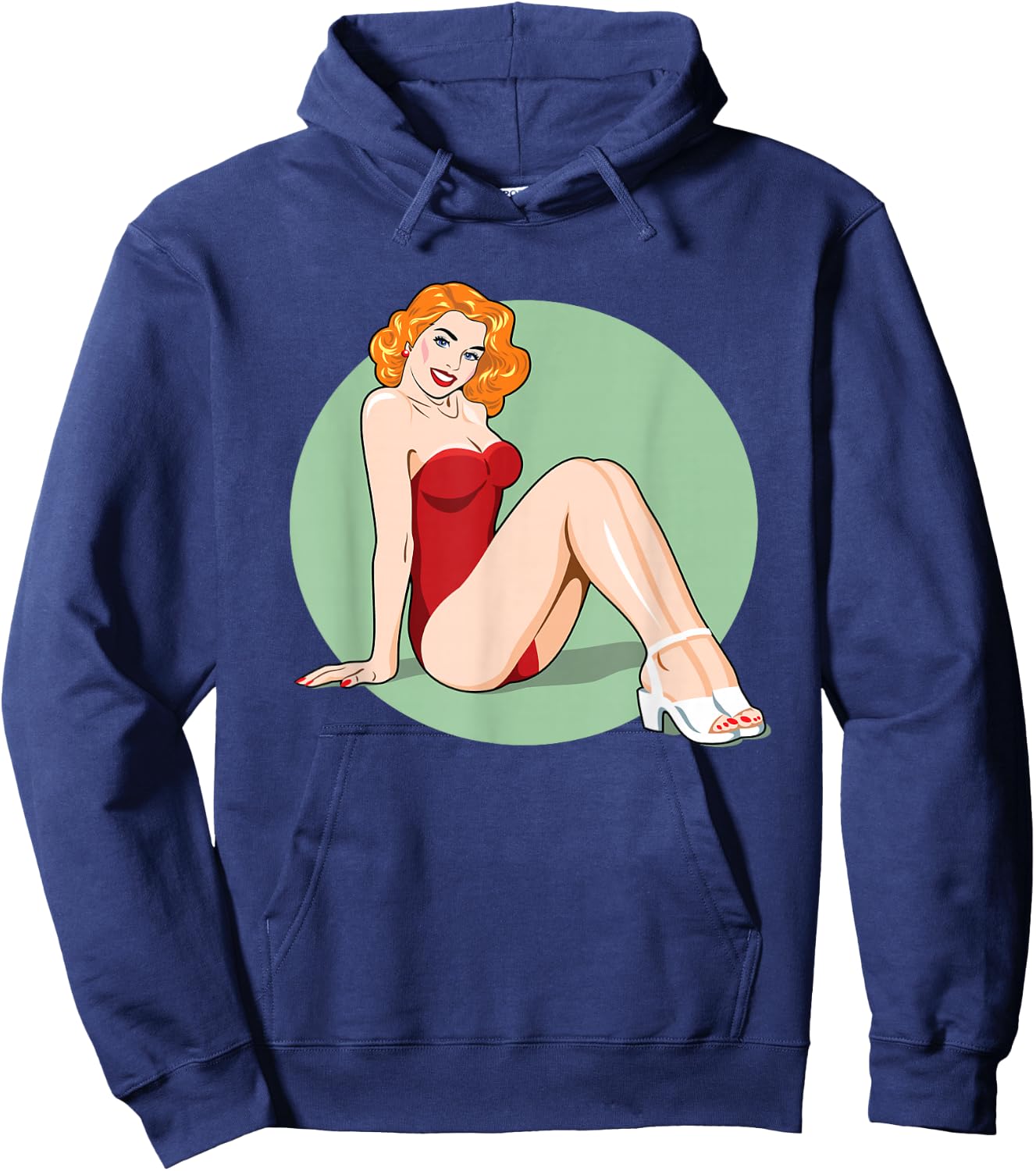 Vintage Pin-Up Girl American Art Retro Nostalgia Hoodie - Hoodie | Navy