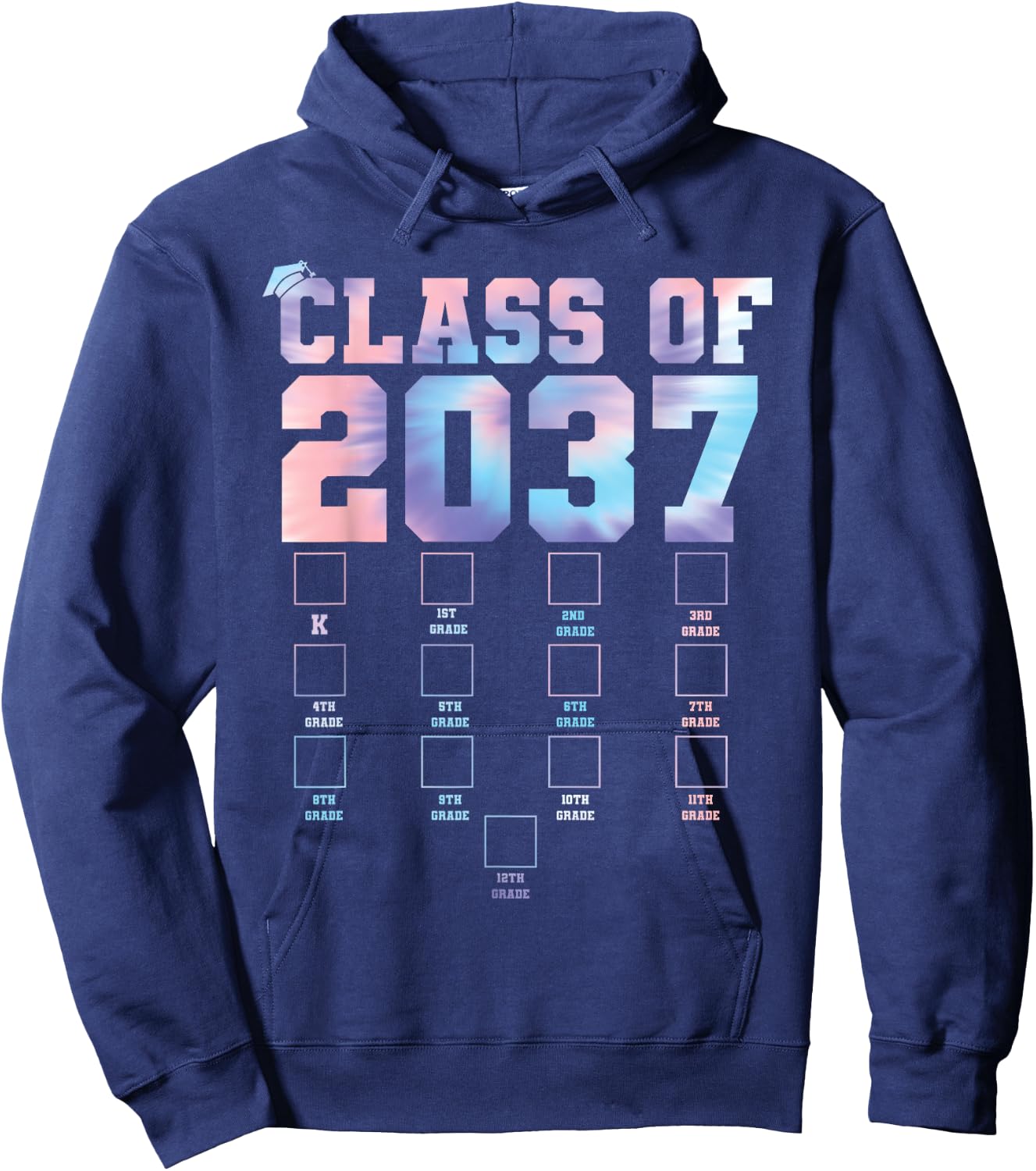 Class of 2037 Grow With Me First Day School Back to School Hoodie - Hoodie | Navy
