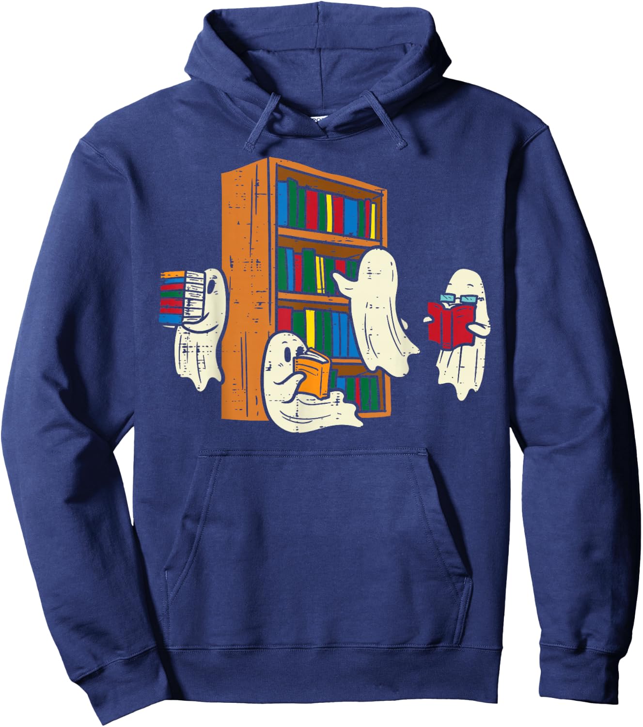 Ghosts Reading Books Teacher Halloween Librarian Boooks Hoodie - Hoodie | Navy