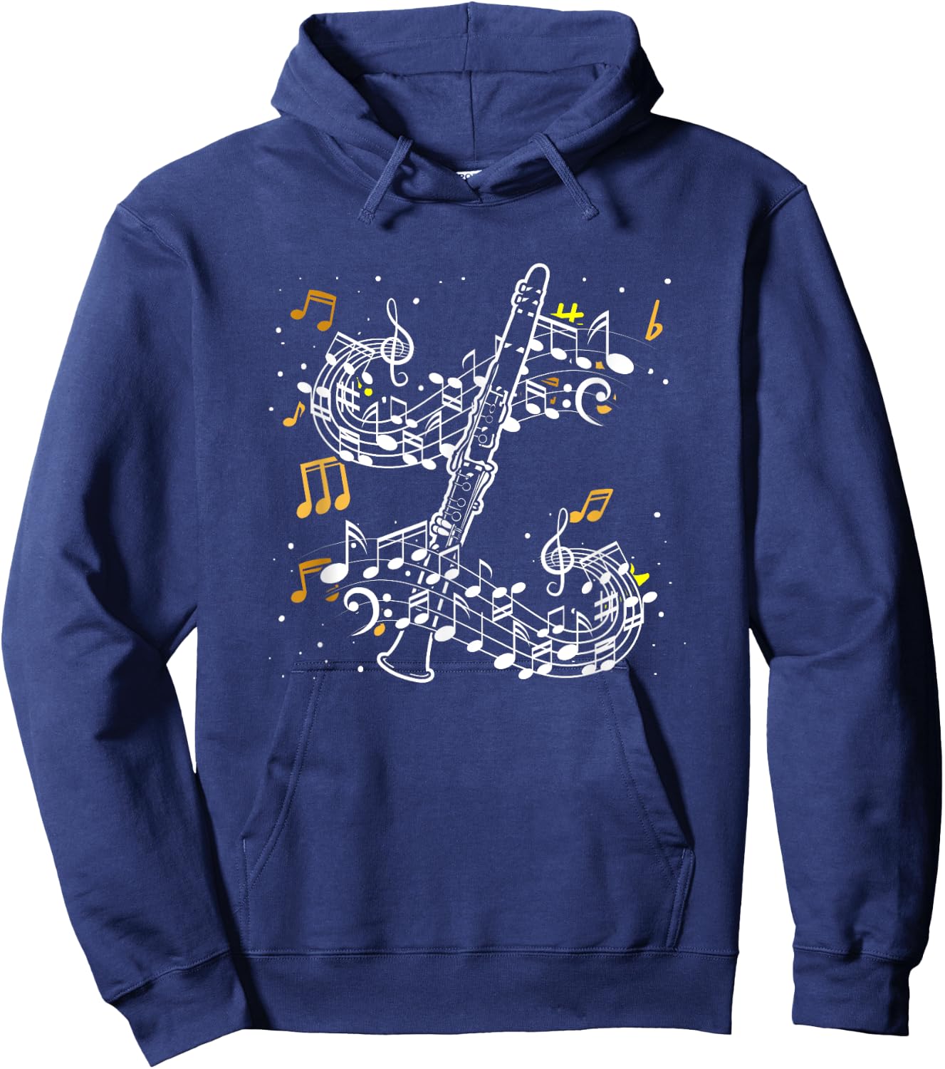 Music Notes Clarinetist Player Marching Band Clarinet Hoodie - Hoodie | Navy