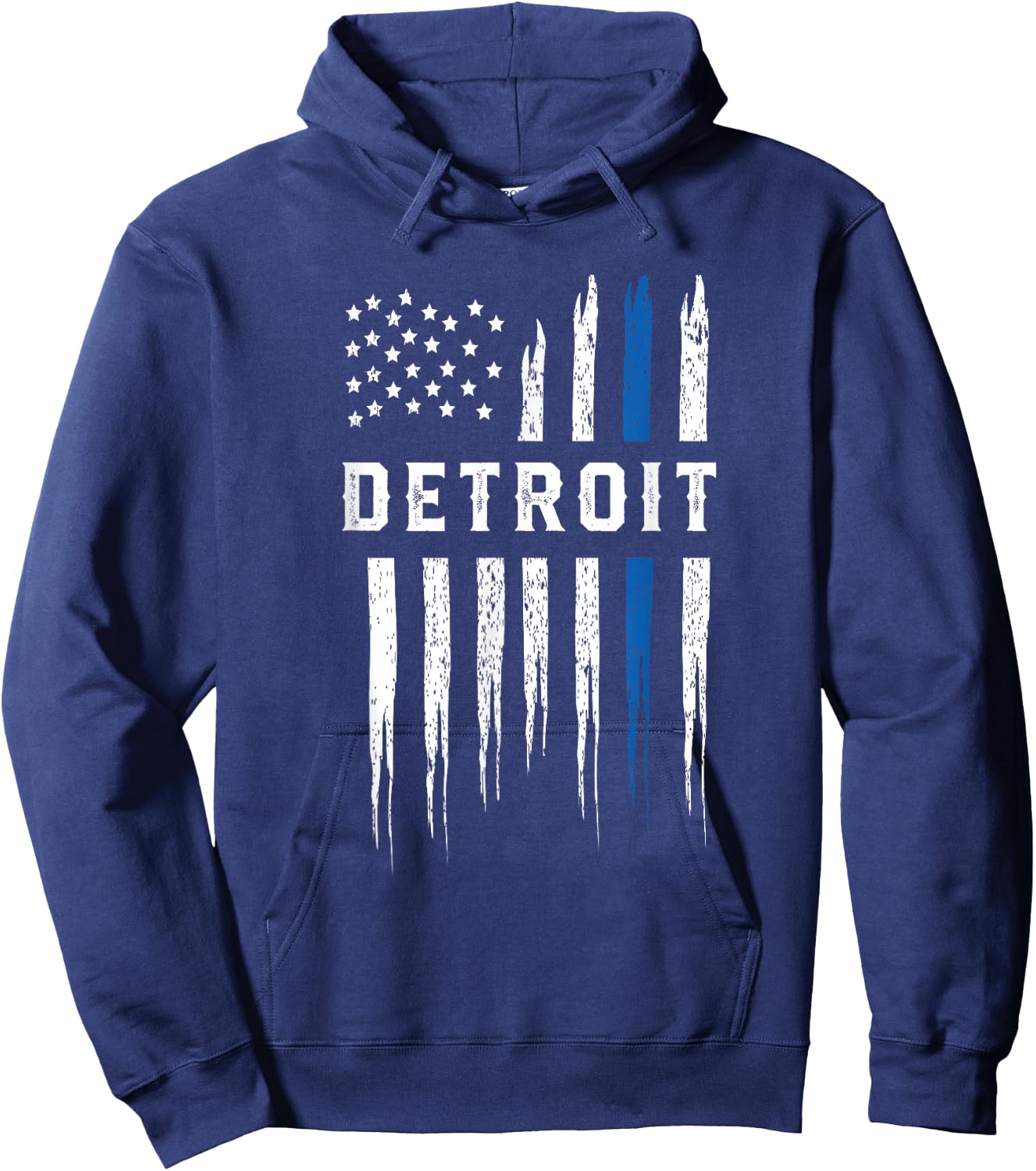 Thin Blue Line Heart Detroit Police Officer Michigan Cops Hoodie - Hoodie | Navy