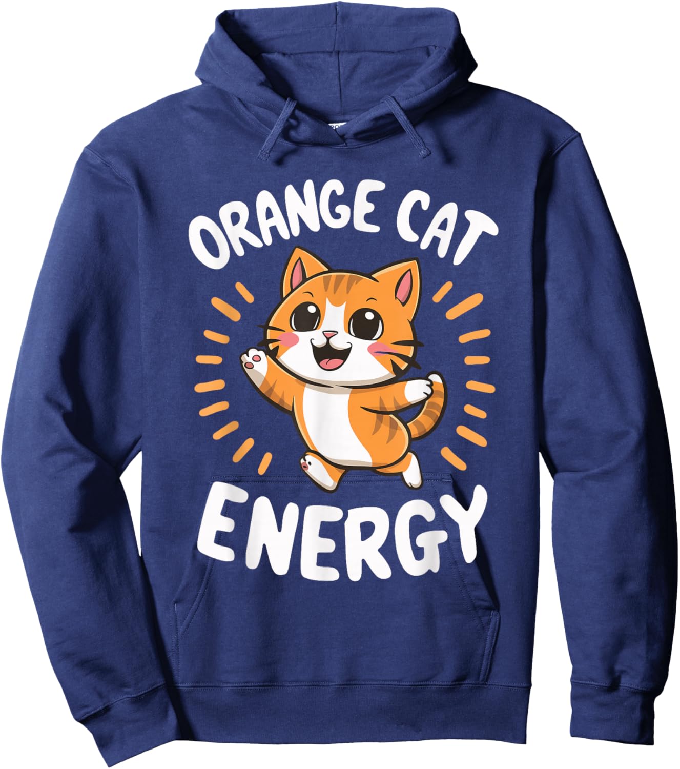 Orange Cat Energy Hoodie - Hoodie | Navy
