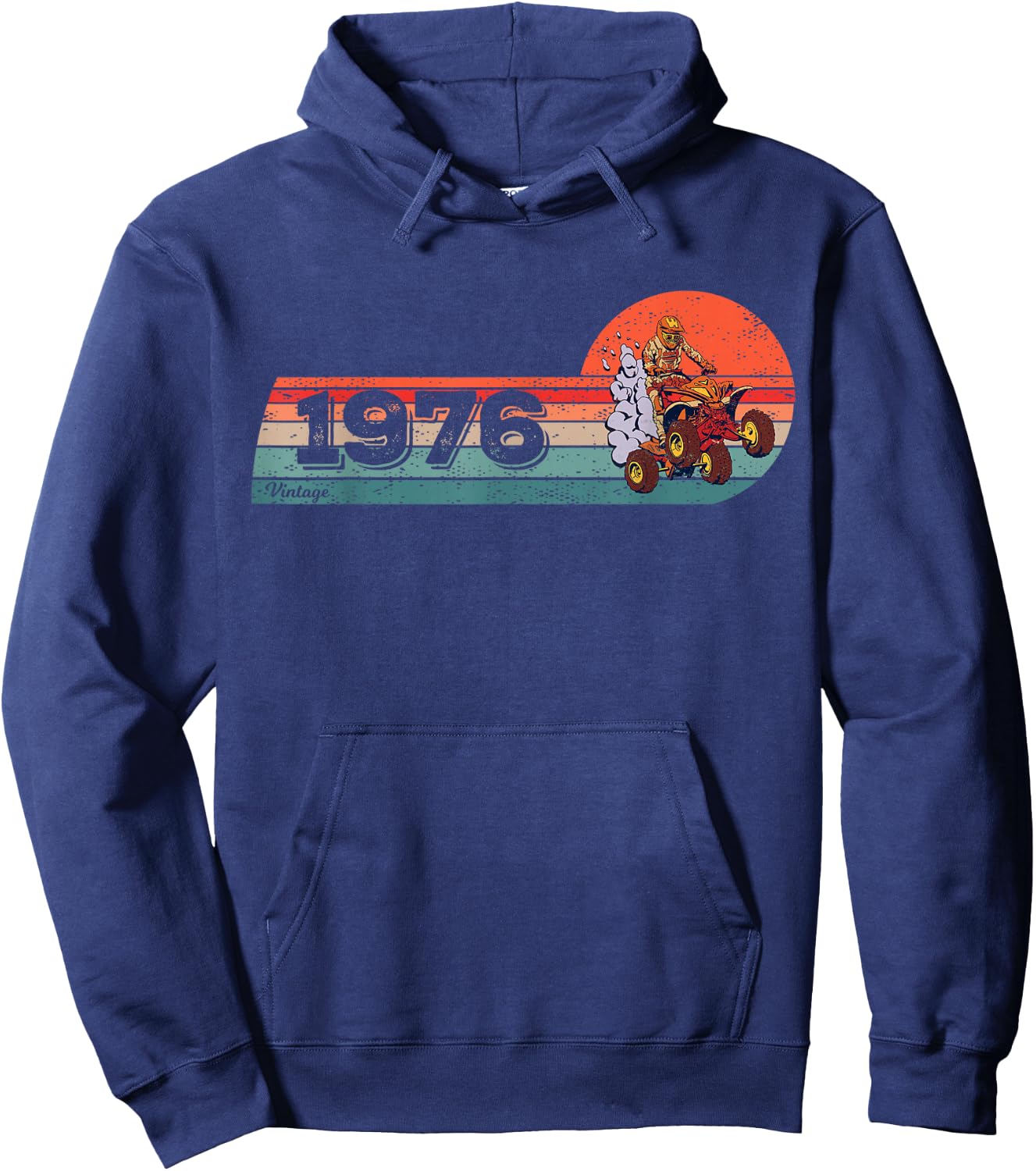 ATVs Quad-Bike Vintage 1976 Birthday Offroad ATVs Quad-Biker Hoodie - Hoodie | Navy