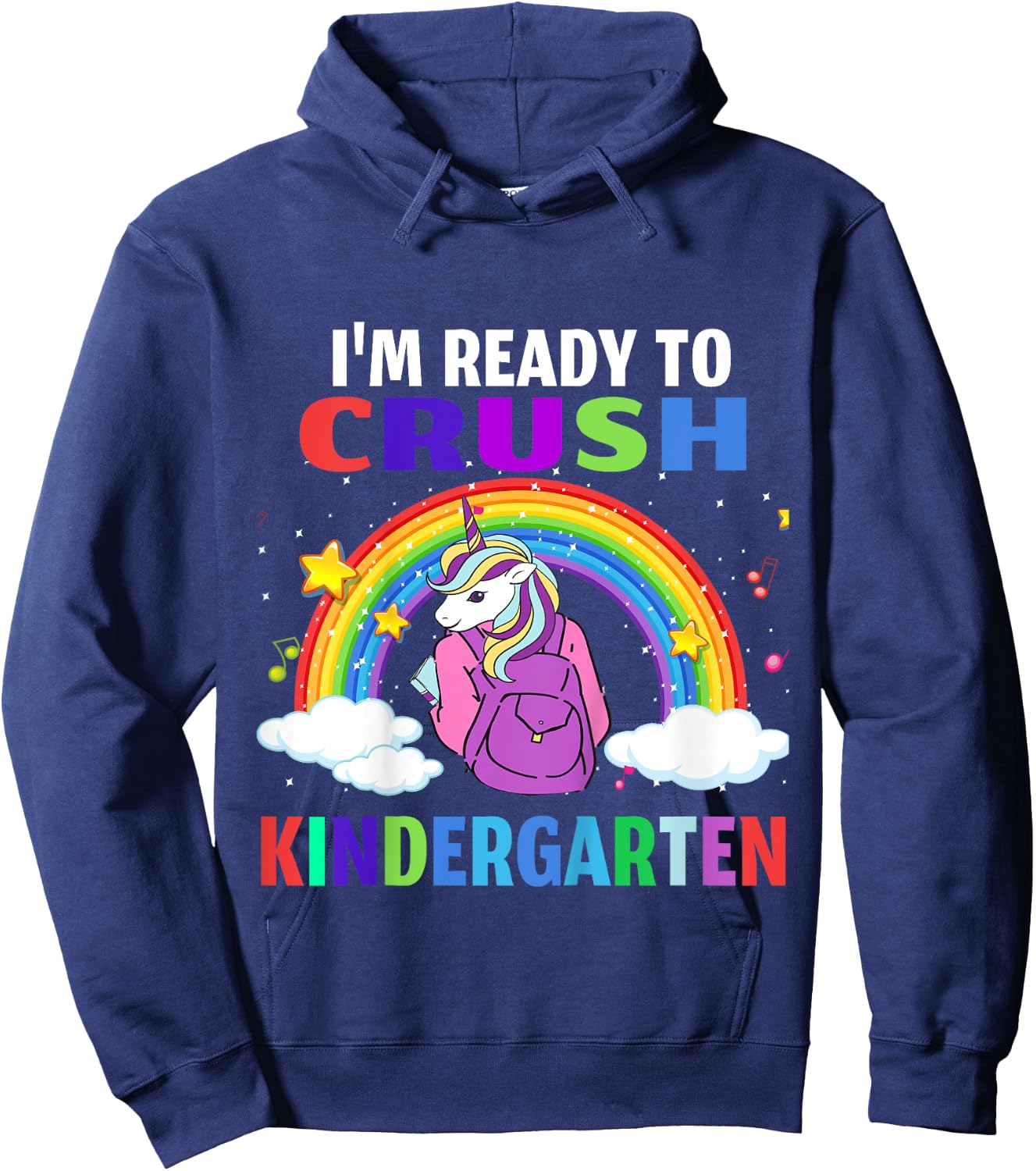 Kids Kids I'm Ready To Crush Kindergarten Unicorn Back to School Hoodie - Hoodie | Navy