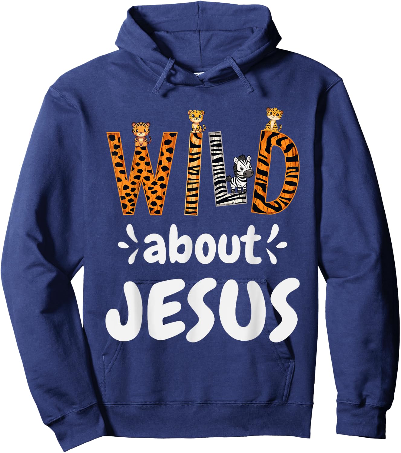 Jesus Accessories & Designs Wild About Jesus Christian , -Adults & Kids, Black, Small, Short Sleeve Hoodie - Hoodie | Navy