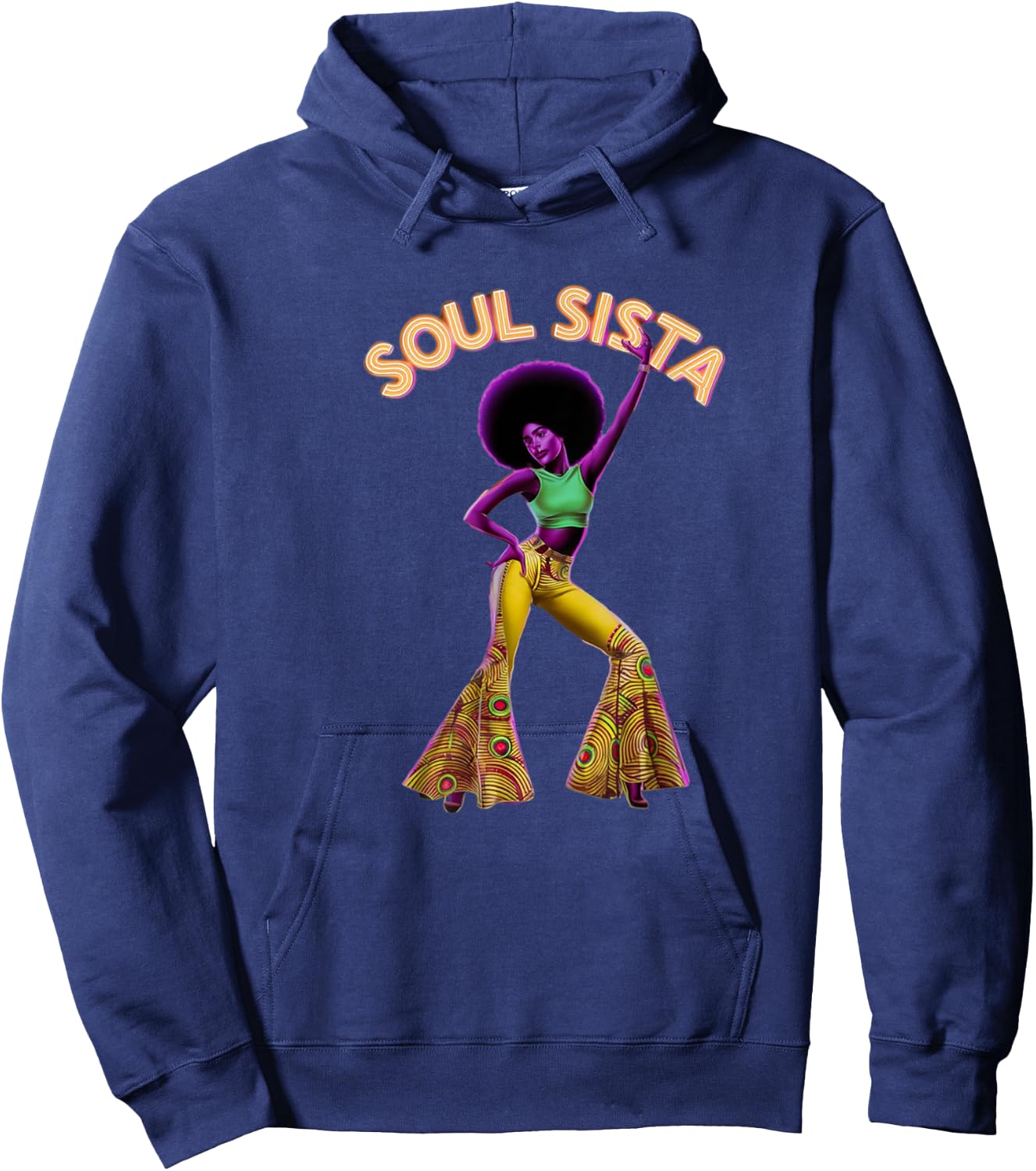 Artsy Funk Shirt Vintage 70s Costume Afro Soul Music Hoodie - Hoodie | Navy