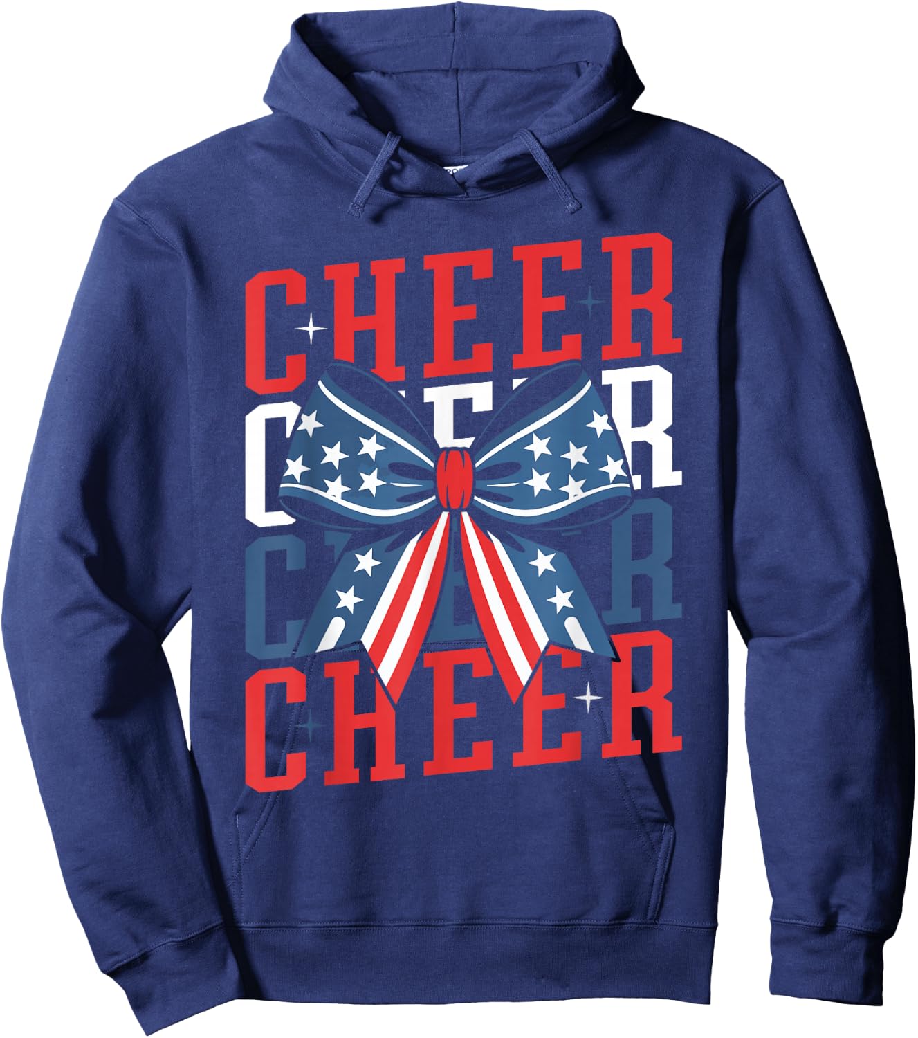 Cheerleader 4th of July Bow Patriotic Cheer USA Bow Hoodie - Hoodie | Navy