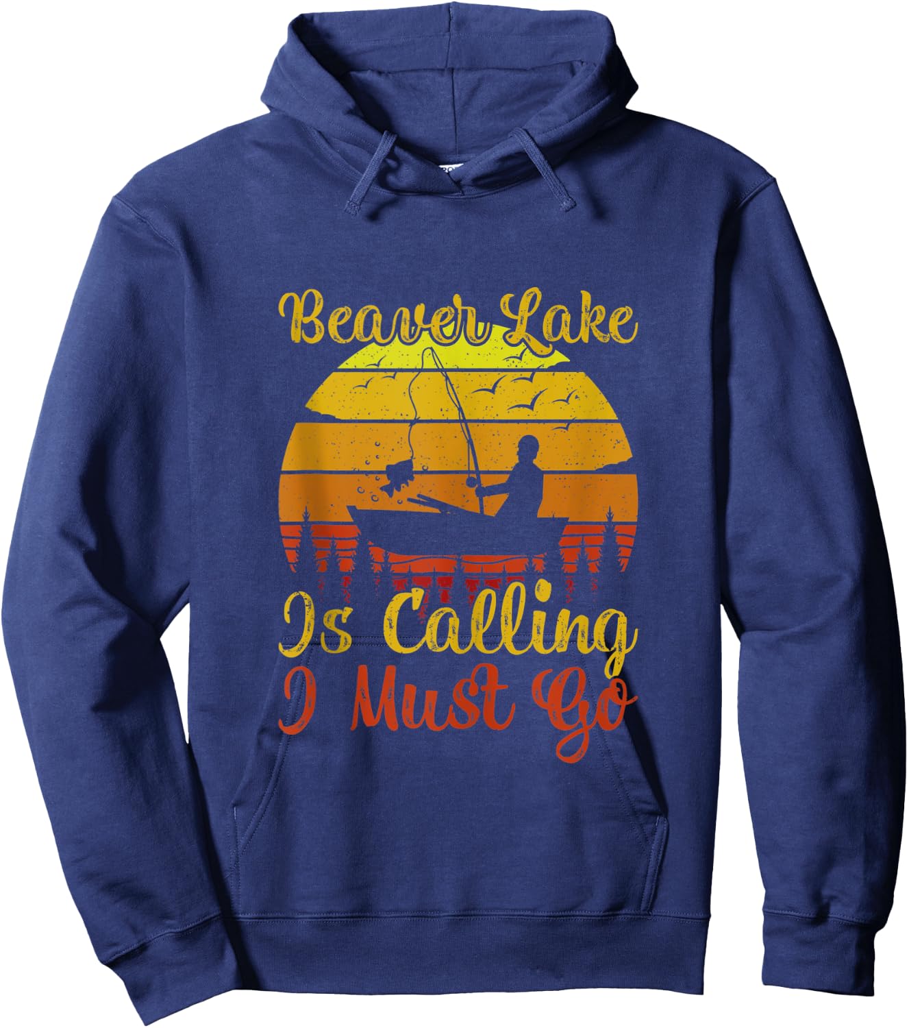 Vintage Beaver Lake Is Calling And I Must Go Fishing Hoodie - Hoodie | Navy