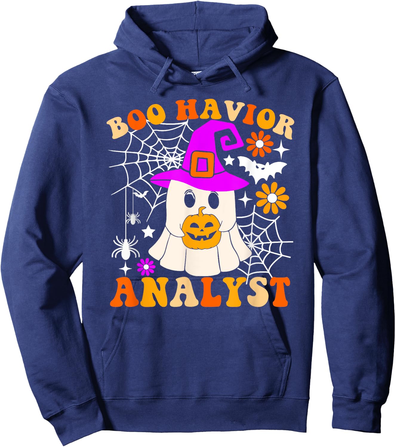 Boo Havior Analyst Funny Ghost Halloween Behavior Therapist Hoodie - Hoodie | Navy
