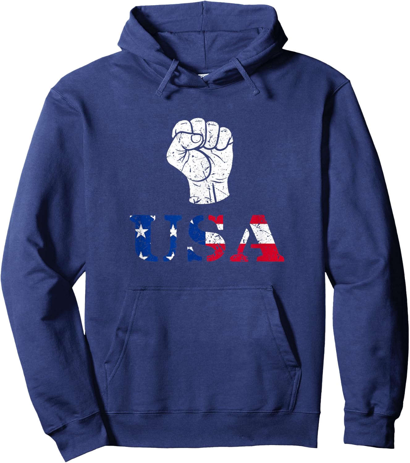 Trump Fist Distressed USA Red, White & Blue Design Hoodie - Hoodie | Navy