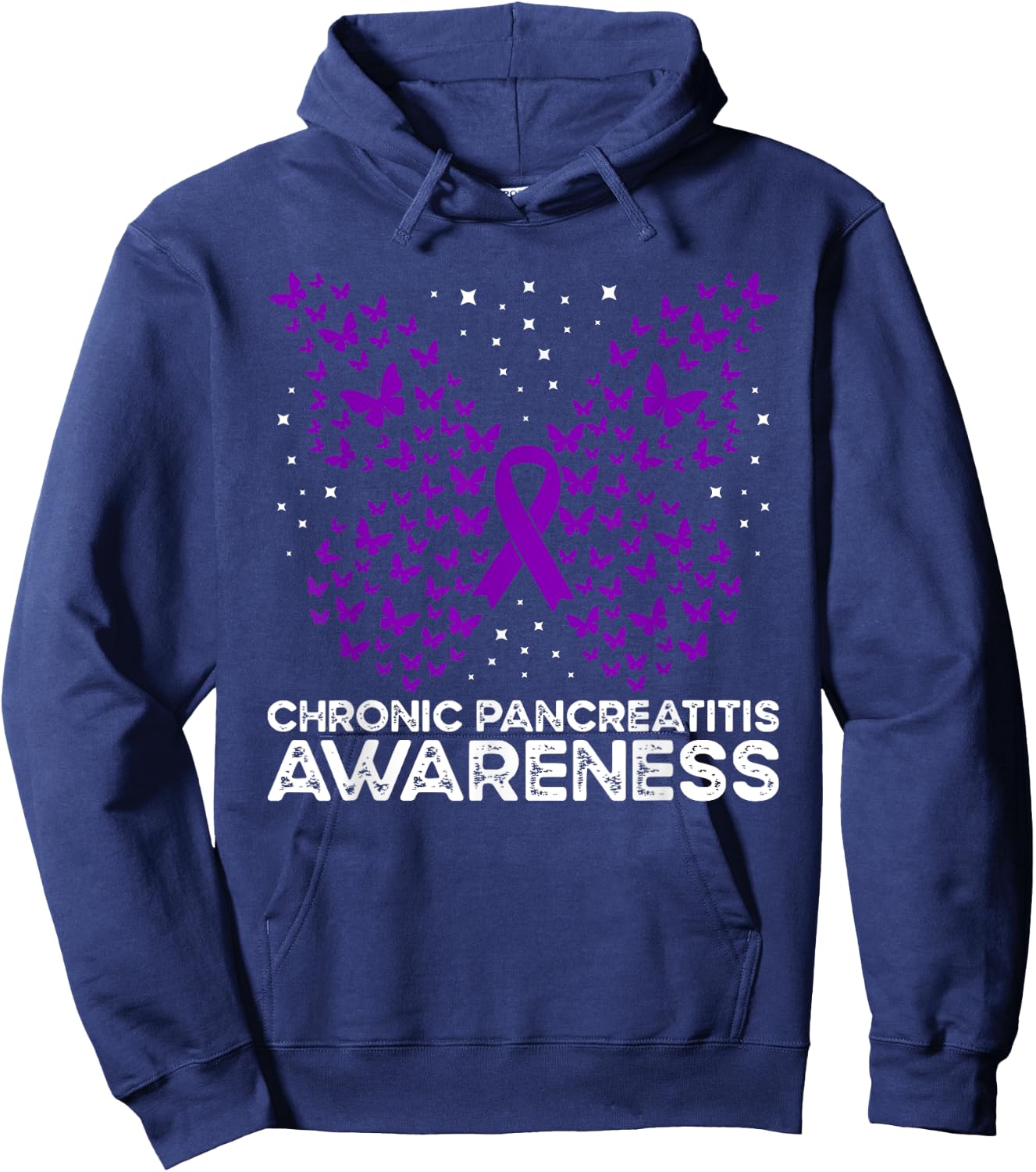 Pancreatitis Awareness Chronic Pancreatitis Butterfly Hoodie - Hoodie | Navy