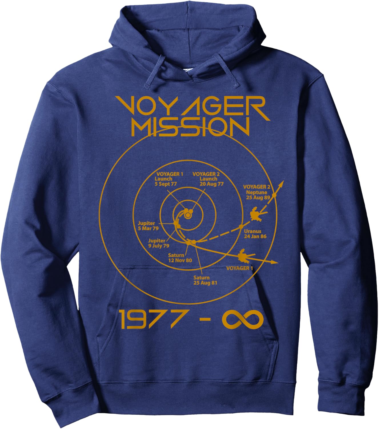Space Voyager 1 2 Probes Outer Space Exploration Trajectory Hoodie - Hoodie | Navy