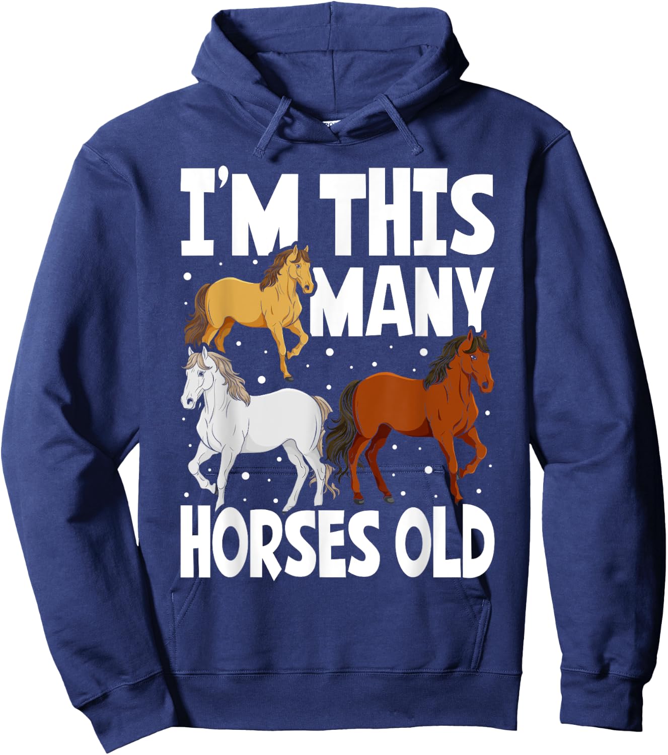 Kids 3 Years Old Girl Horses Old 3rd Birthday Kids Hoodie - Hoodie | Navy