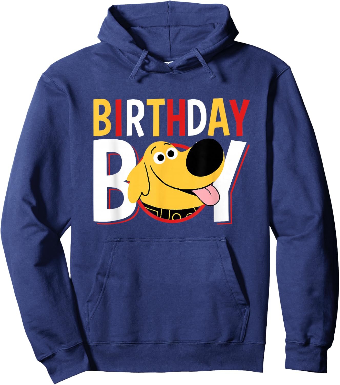 Disney Pixar Up Birthday Boy Cute Dug Big Chest Text Logo Hoodie - Hoodie | Navy