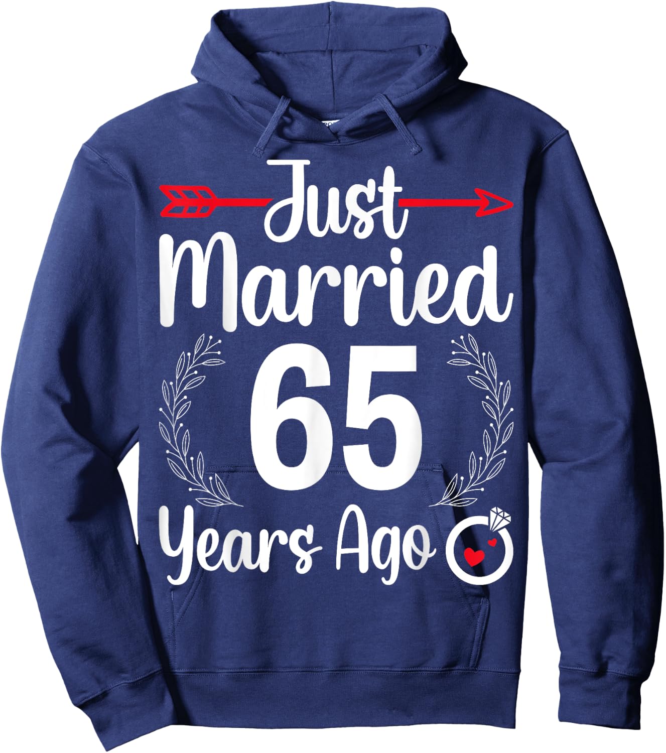 Just Married 65 Years Ago - Husband Wife 65th Anniversary Hoodie - Hoodie | Navy