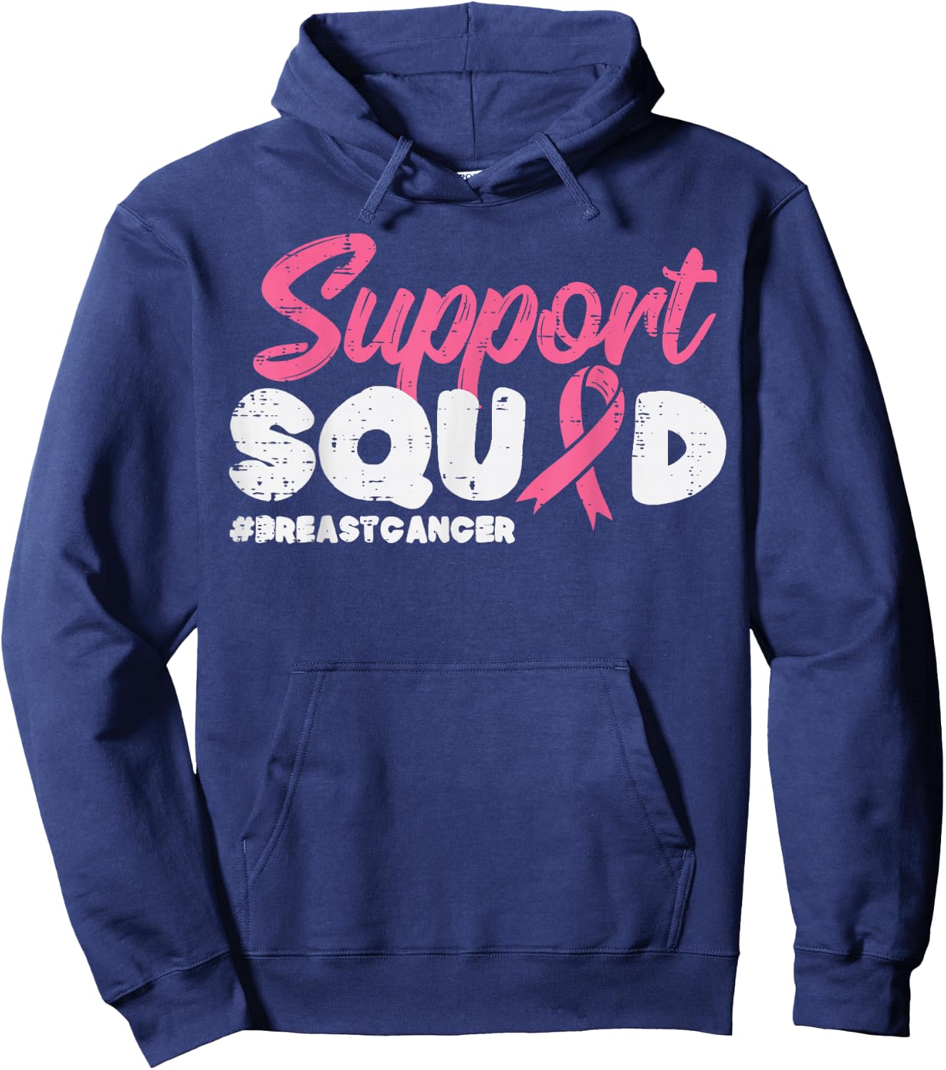 Support Squad Breast Cancer Awareness Ribbon Men Women Kids Hoodie - Hoodie | Navy
