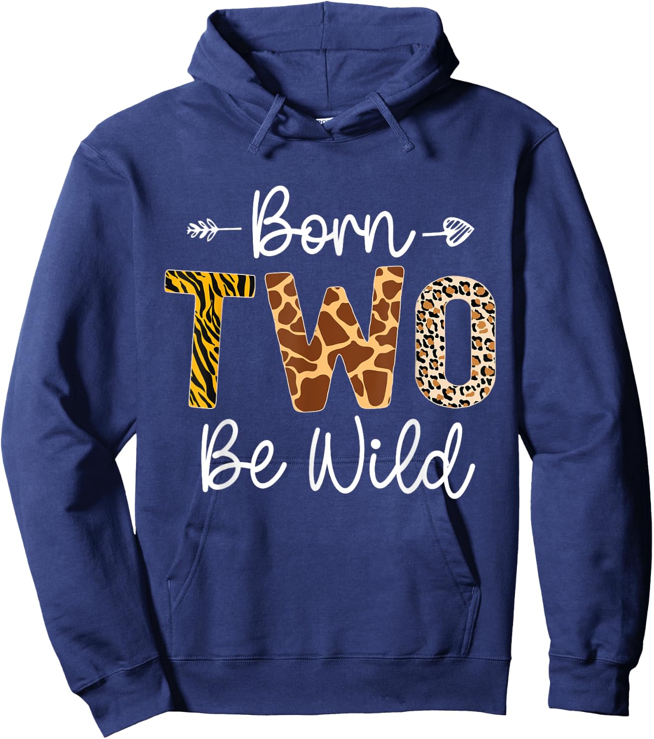 Wild Mama Born Two be Wild 2nd Birthday Zoo Jungle Safari Hoodie - Hoodie | Navy