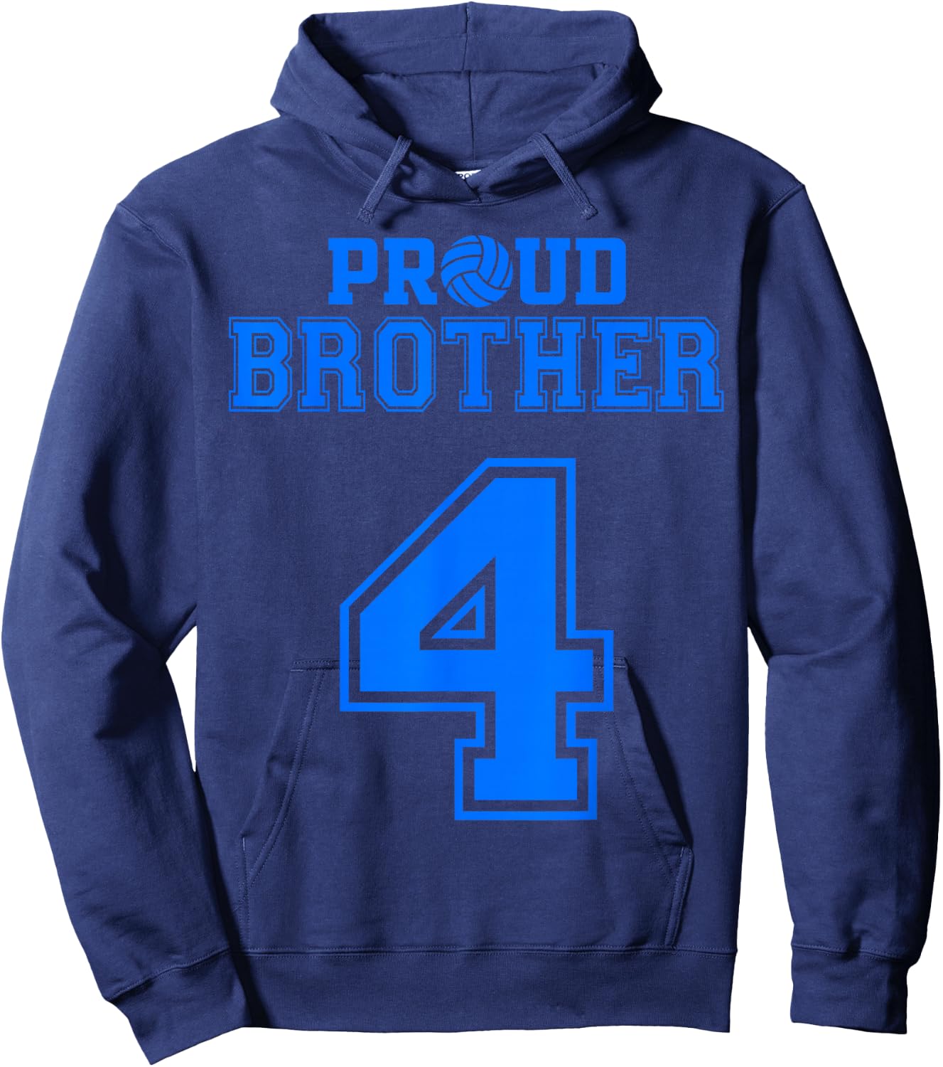 Proud Volleyball Brother Number 4 B Hoodie - Hoodie | Navy