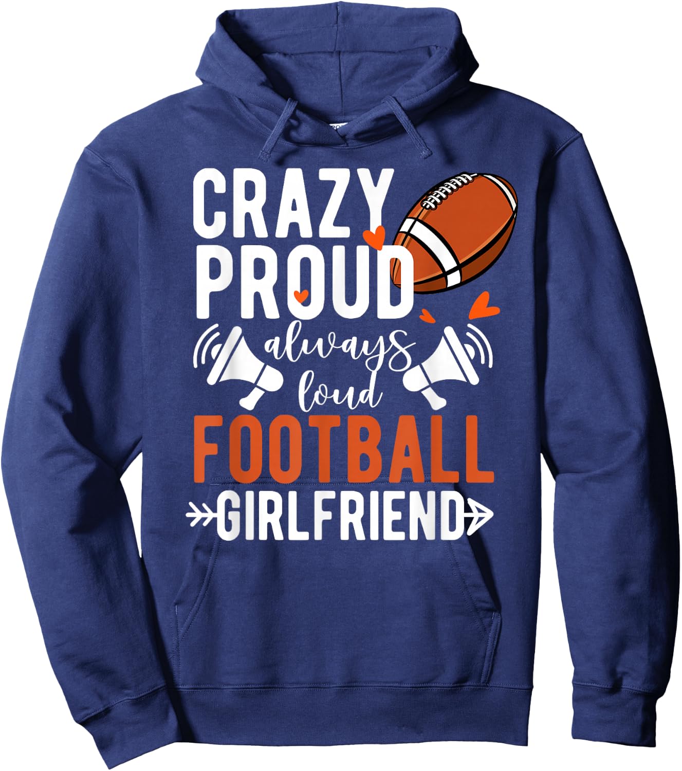 Crazy Proud Football Girlfriend Of A Football Player Hoodie - Hoodie | Navy
