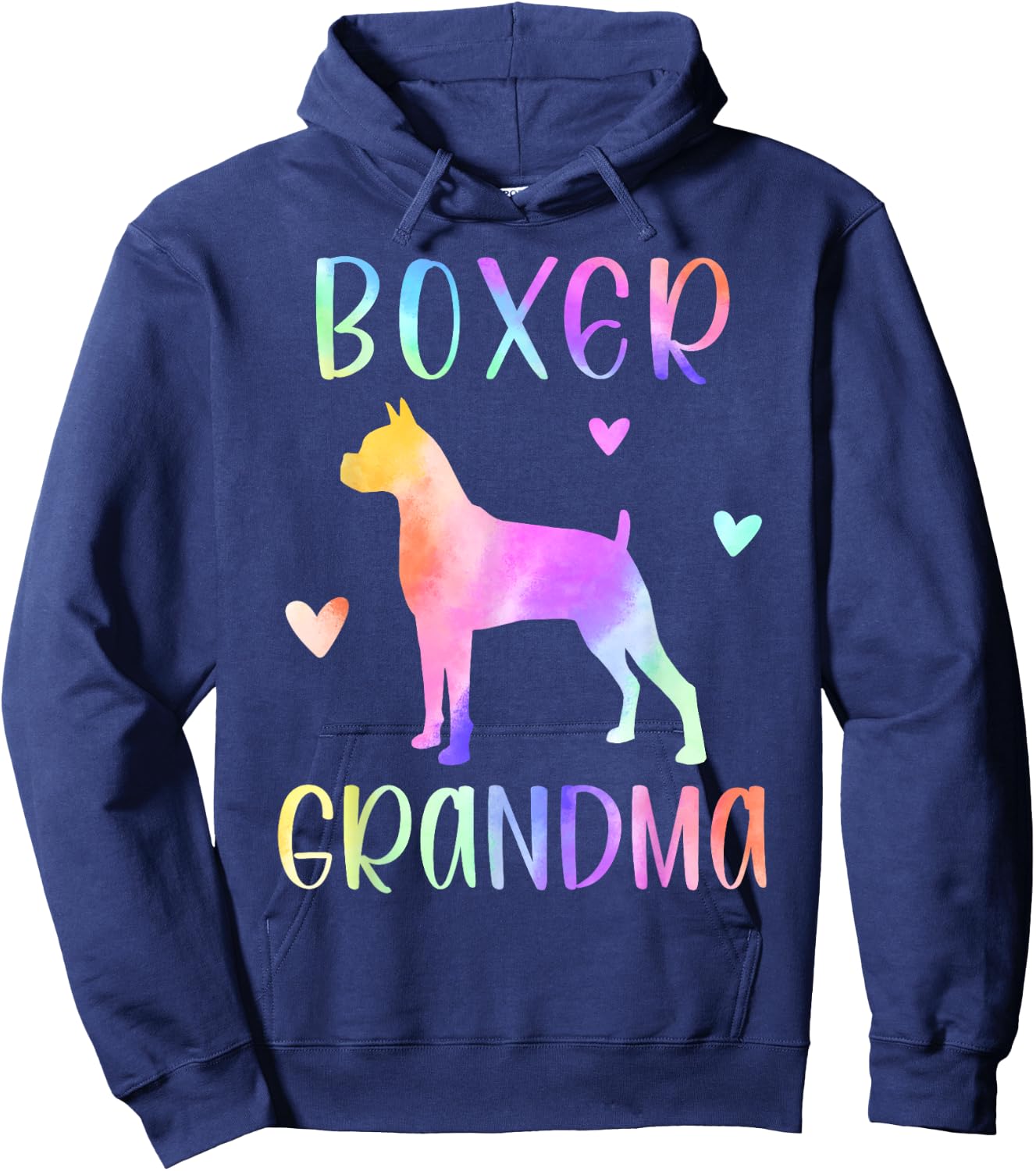 Boxer Grandma Boxer Dog Nana Rainbow Watercolor Hoodie - Hoodie | Navy