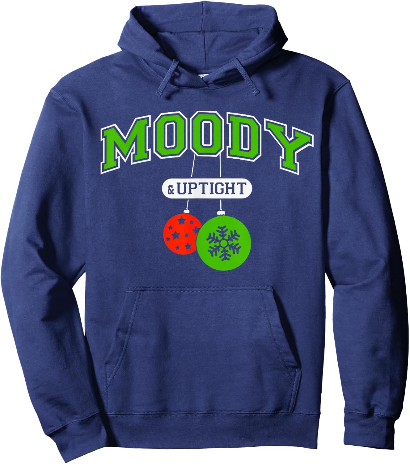 Moody And Uptight Merry And Christmas Bright Matching Couple Hoodie - Hoodie | Navy