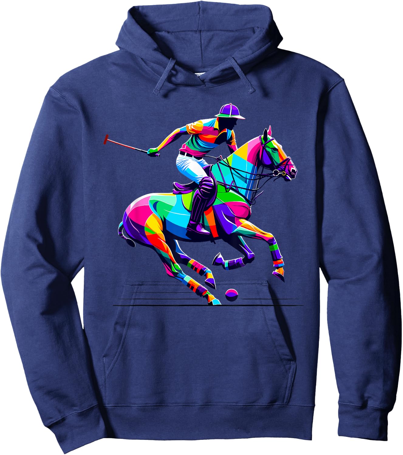 Pop Art Polo Horseback Riding Horses Equestrian Horse Hoodie - Hoodie | Navy