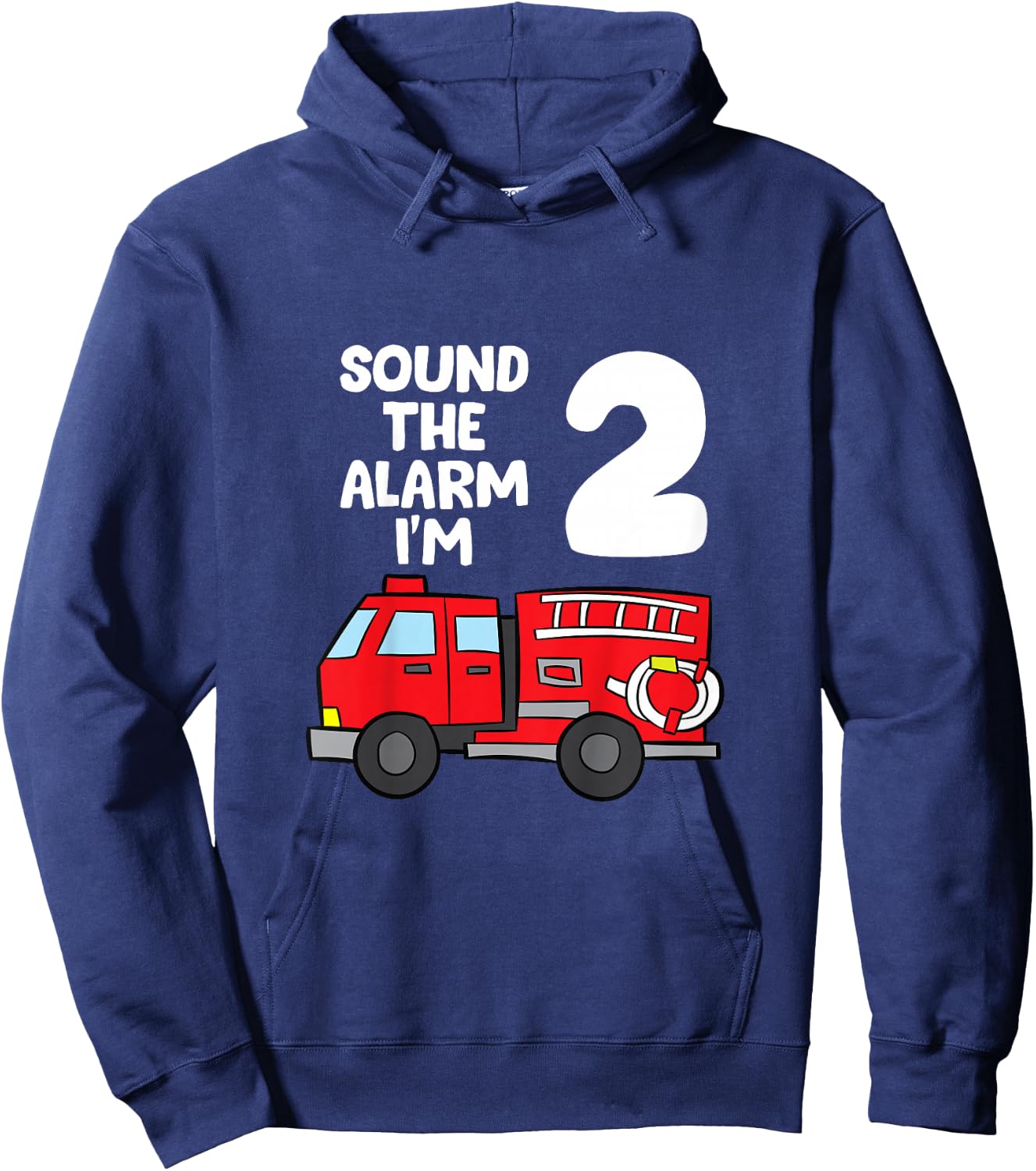 Sound Alarm I'm 2 Children 2. Birthday Fire Truck Hoodie - Hoodie | Navy