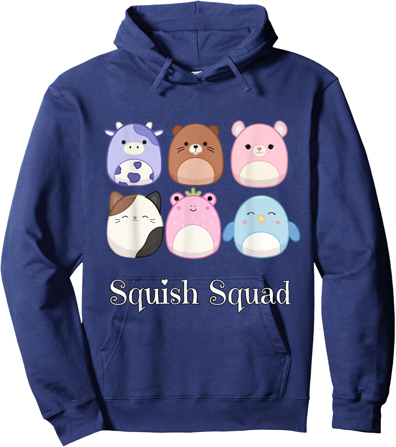 Squish Mallow Squad! Cow, Cat, Bird Stuffed Animal Plush Toy Hoodie - Hoodie | Navy