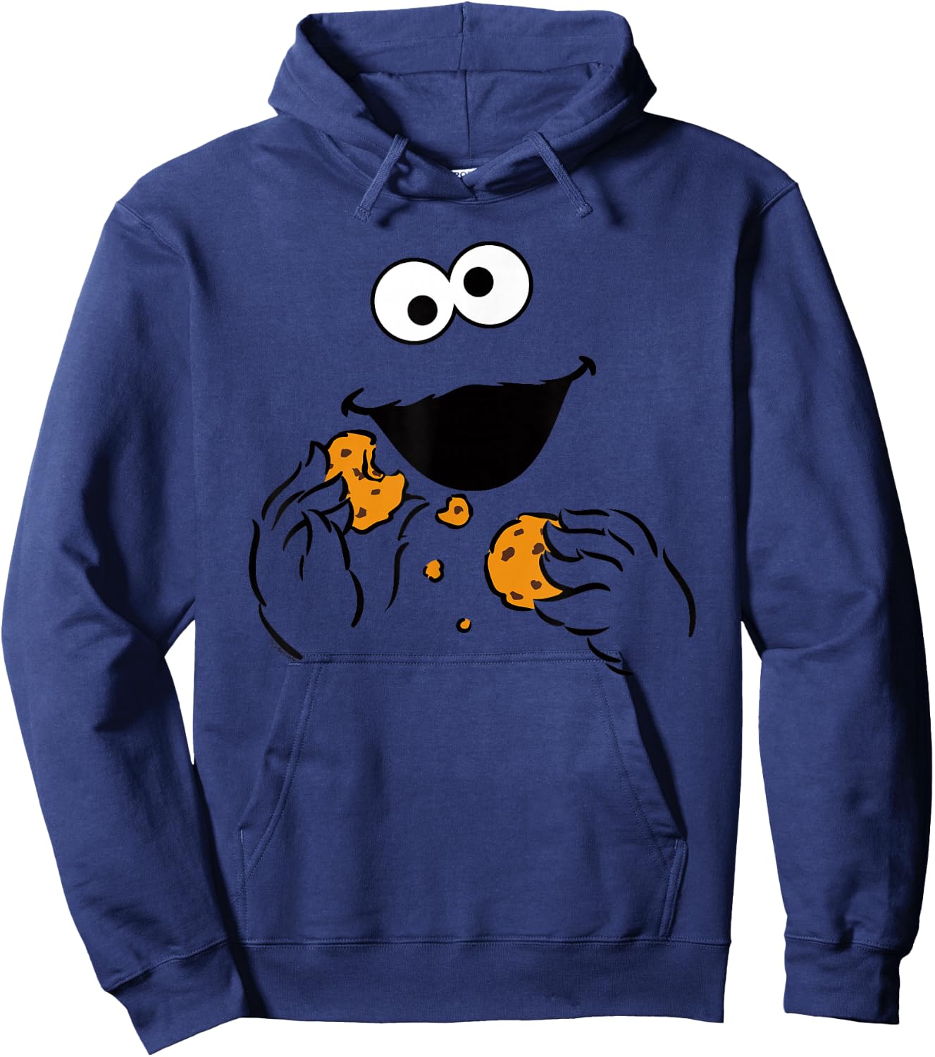 Sesame Street Cookie Monster Om Nom Face Halloween Costume Hoodie - Hoodie | Navy
