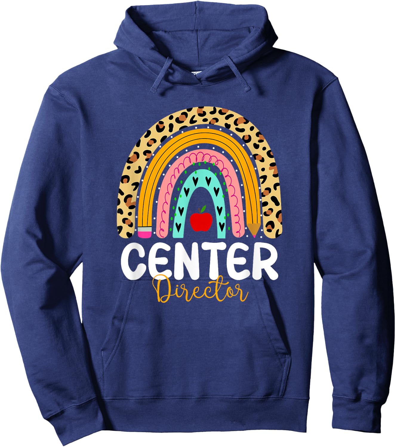 Center Director Leopard Rainbow Back To School Centre Hoodie - Hoodie | Navy