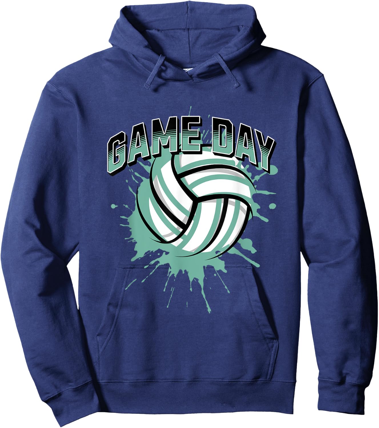 Volleyball Parents Team Game Day Teal Black & Gray Art Hoodie - Hoodie | Navy
