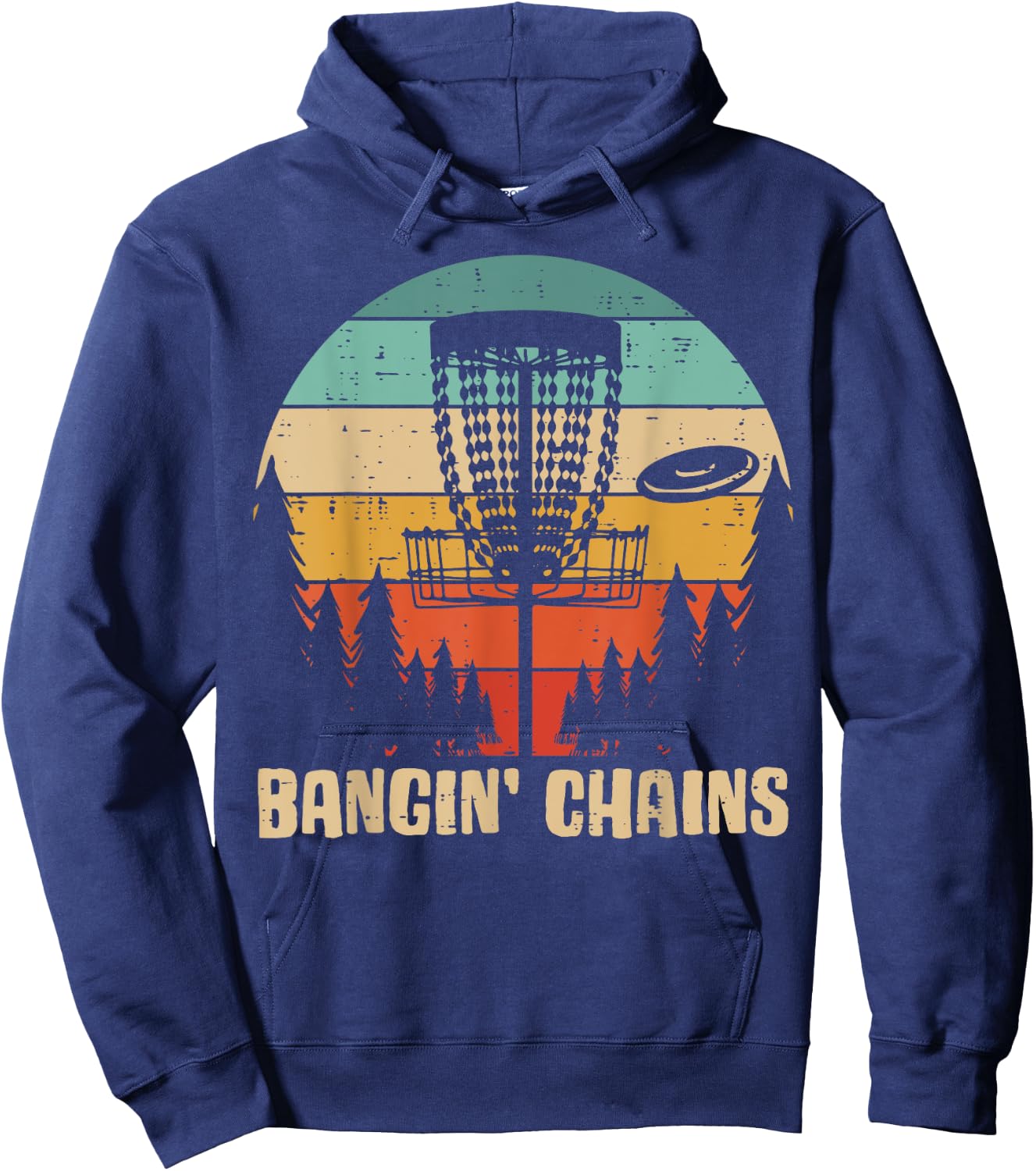 Disc Golf Bangin Chains Retro Frisbee Golfer Frolf Men Women Hoodie - Hoodie | Navy