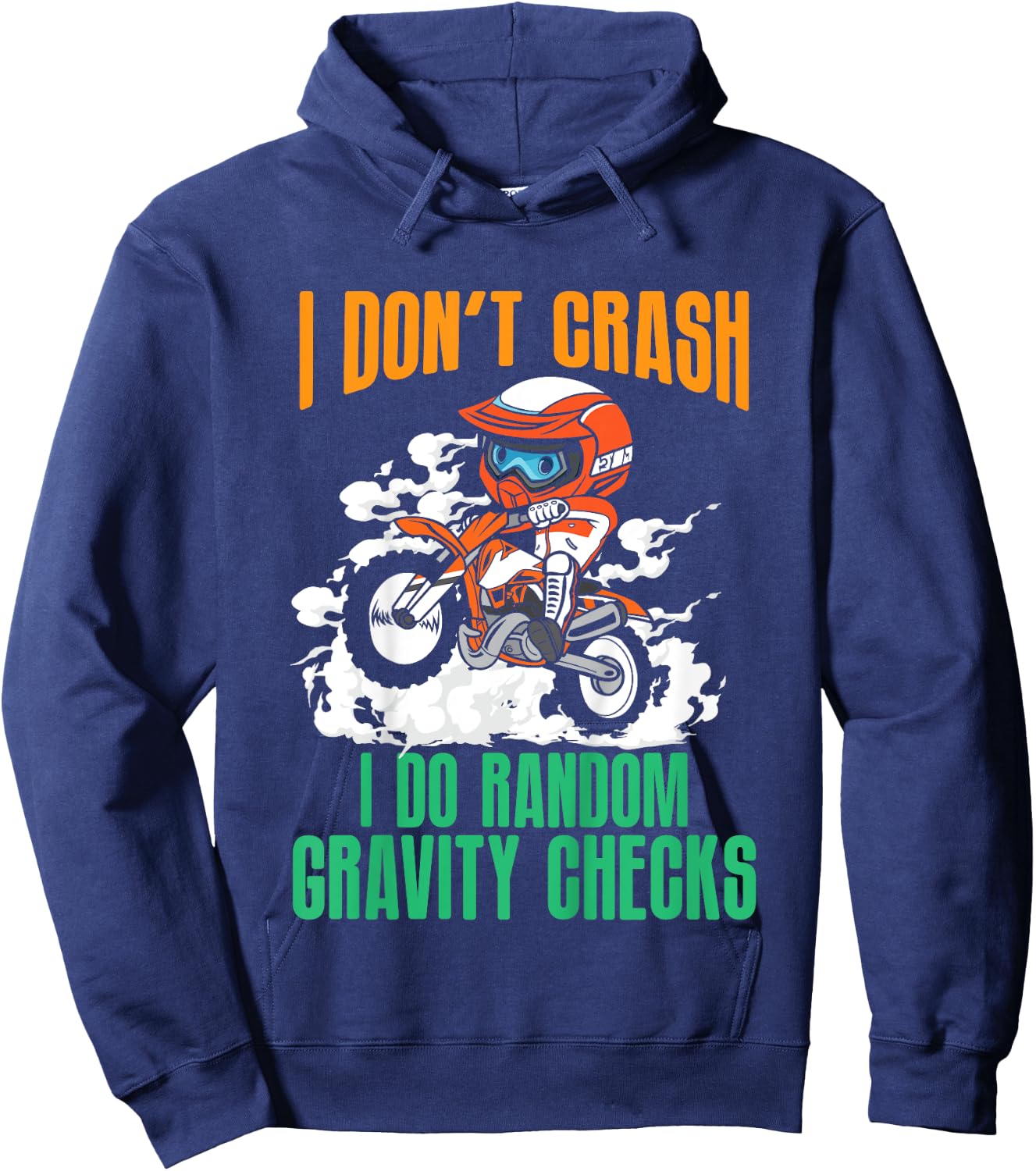 Kids Funny Gravity Check Dirt Bike Motocross Motorcycle Crash MX Hoodie - Hoodie | Navy