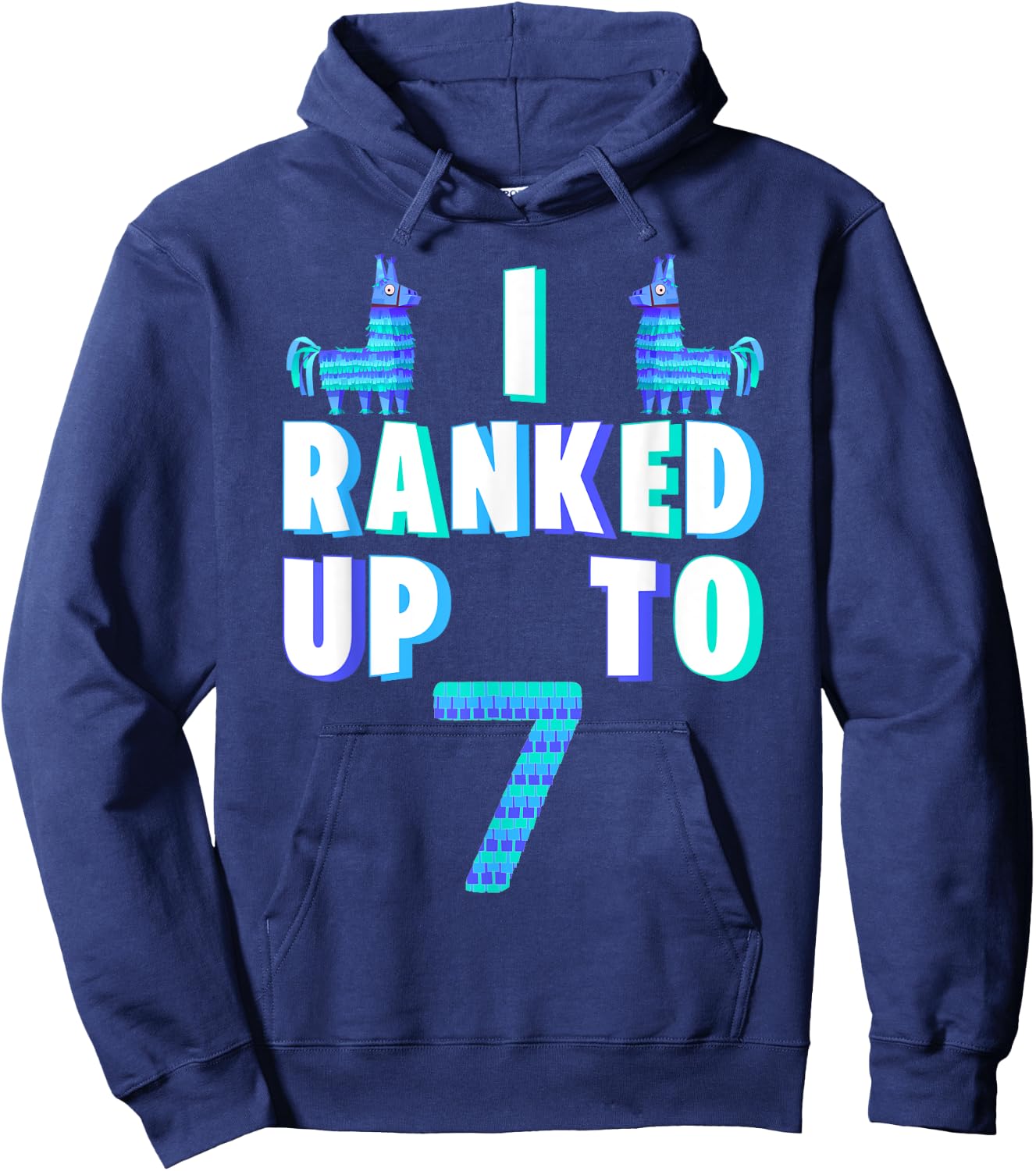 I Ranked Up To 7 Birthday Video Game Llama Piñata Birthday Hoodie - Hoodie | Navy