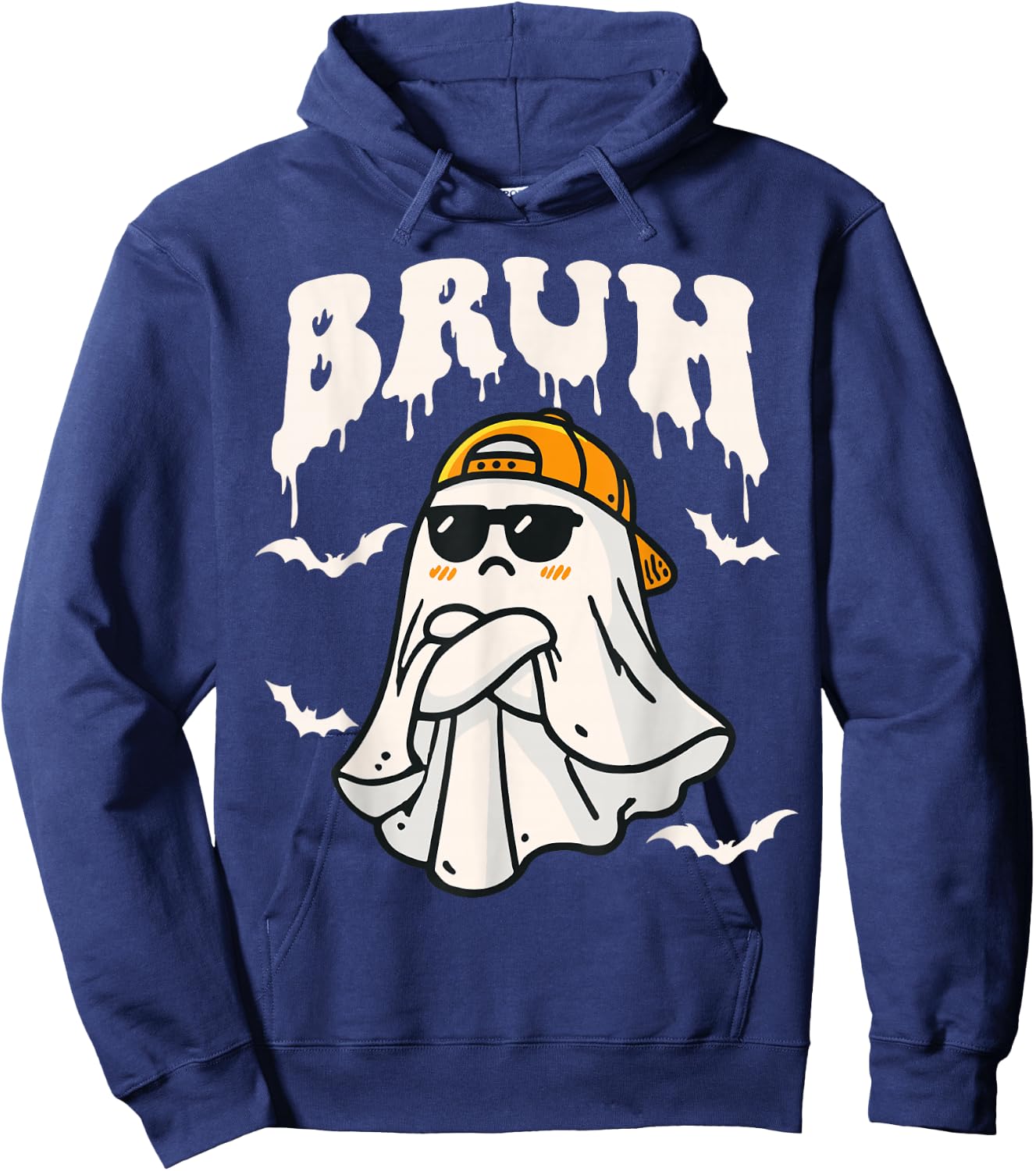 Halloween Bruh Cute Funny Ghost Boo Spirit Halloween Bruh Hoodie - Hoodie | Navy