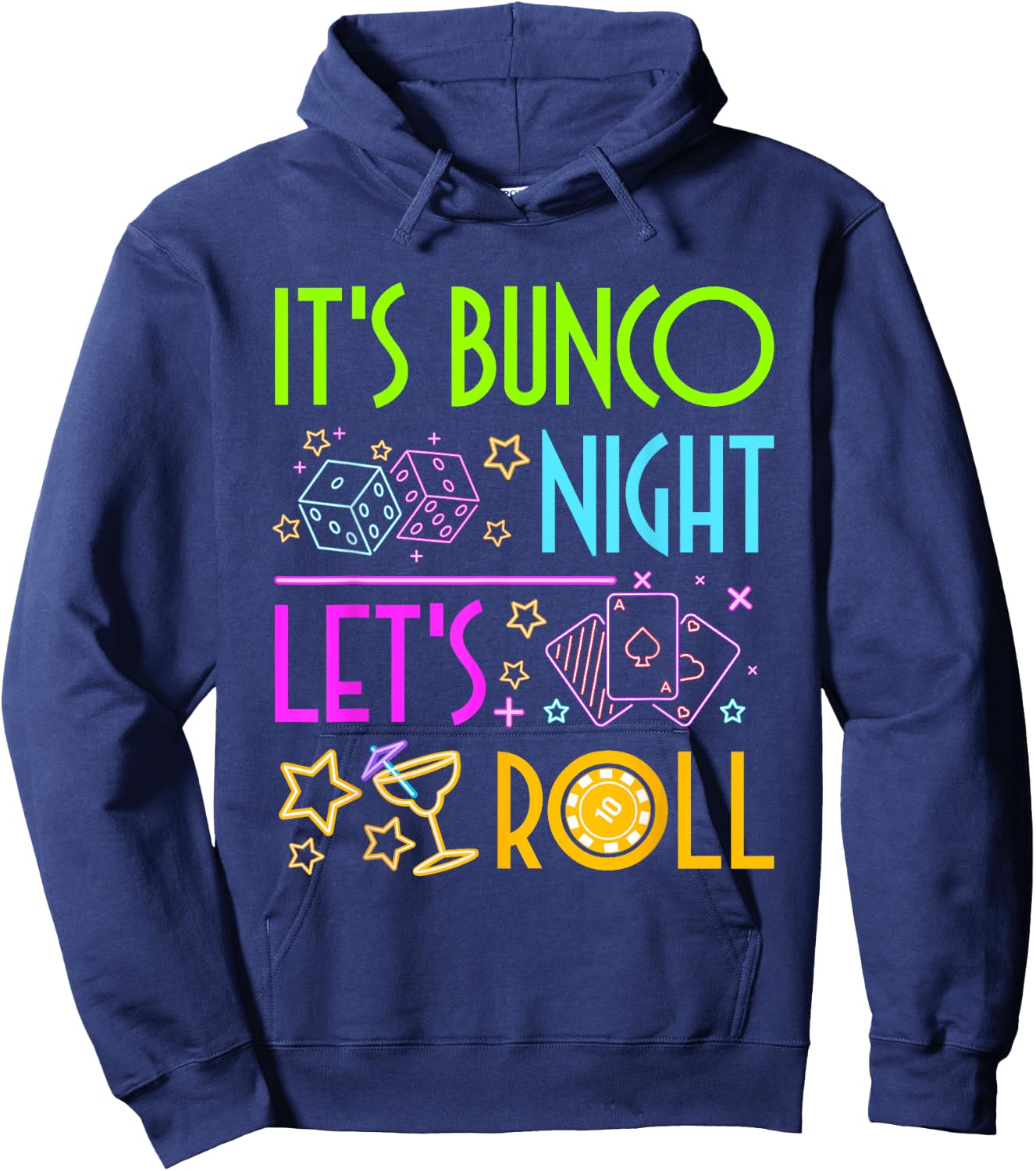 Let's Roll Bunco Game Night Hoodie - Hoodie | Navy